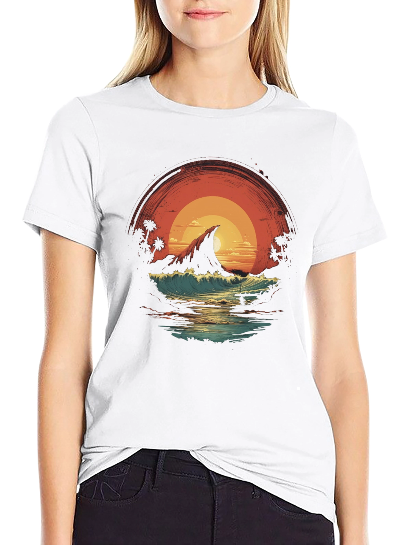 Sunset Island Graphic Tee - Black