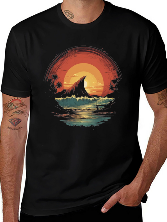 Sunset Island Graphic Tee - Black