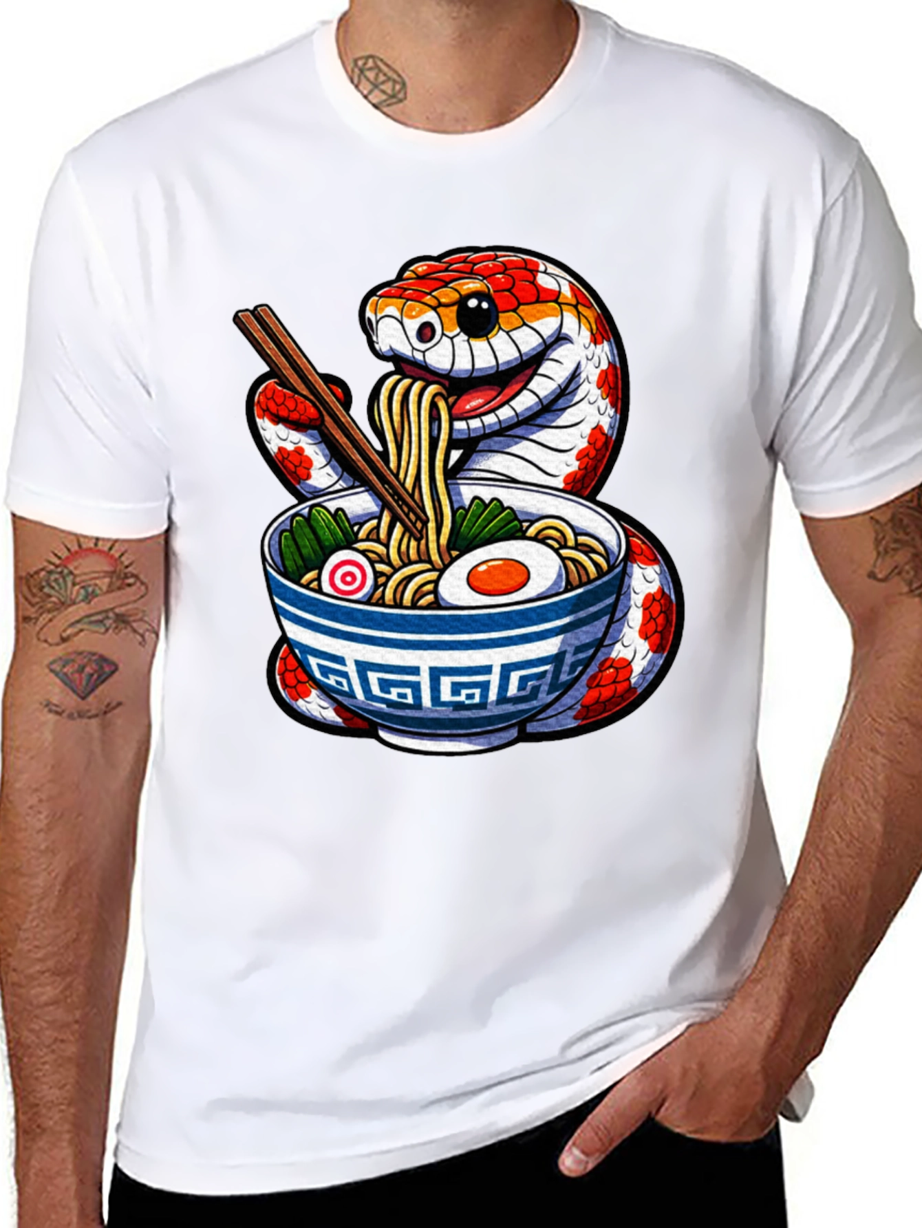 Snake Ramen T-Shirt - Unique Graphic Tee