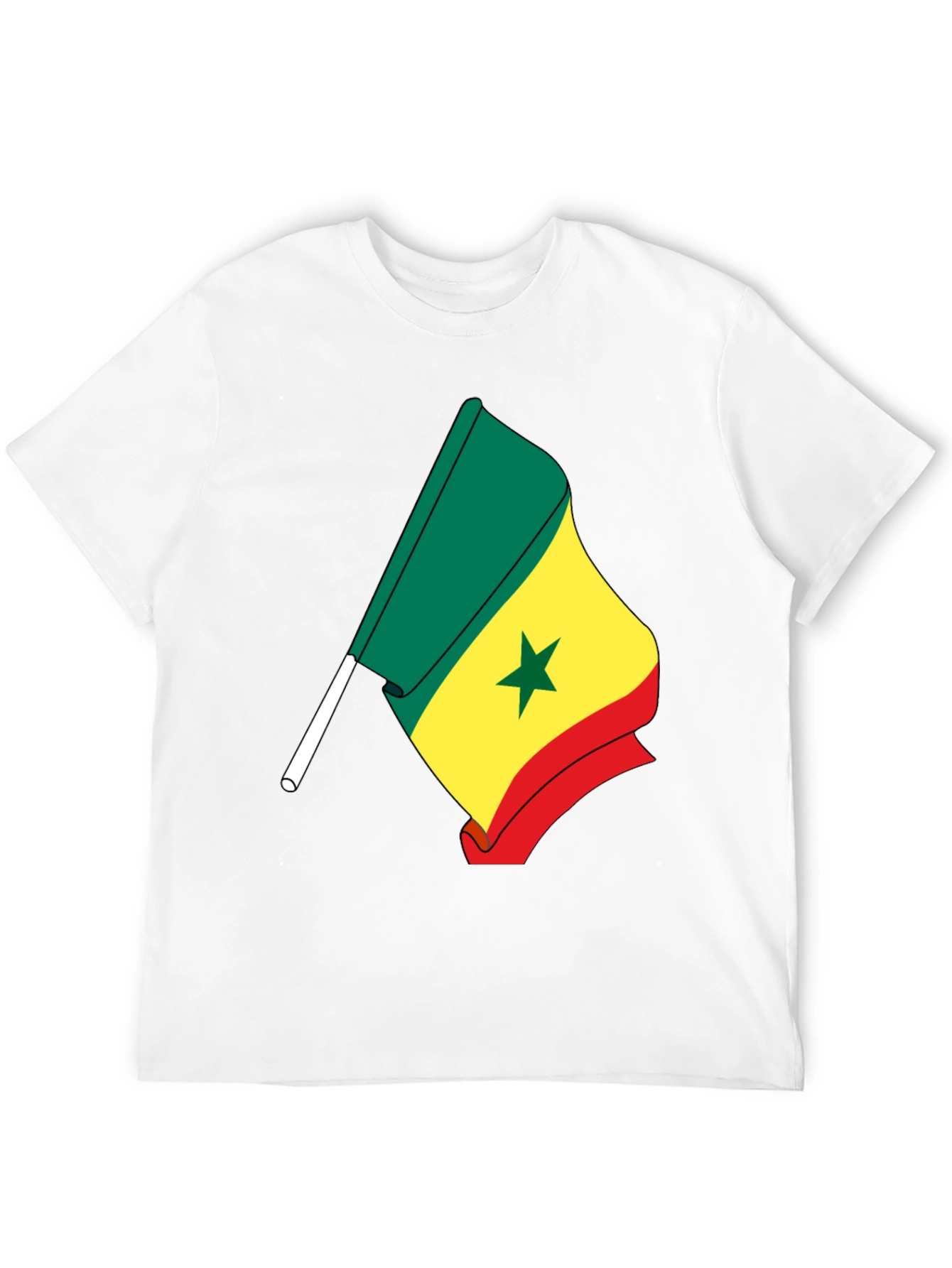 Senegal Flag Graphic Tee - Black Cotton Shirt