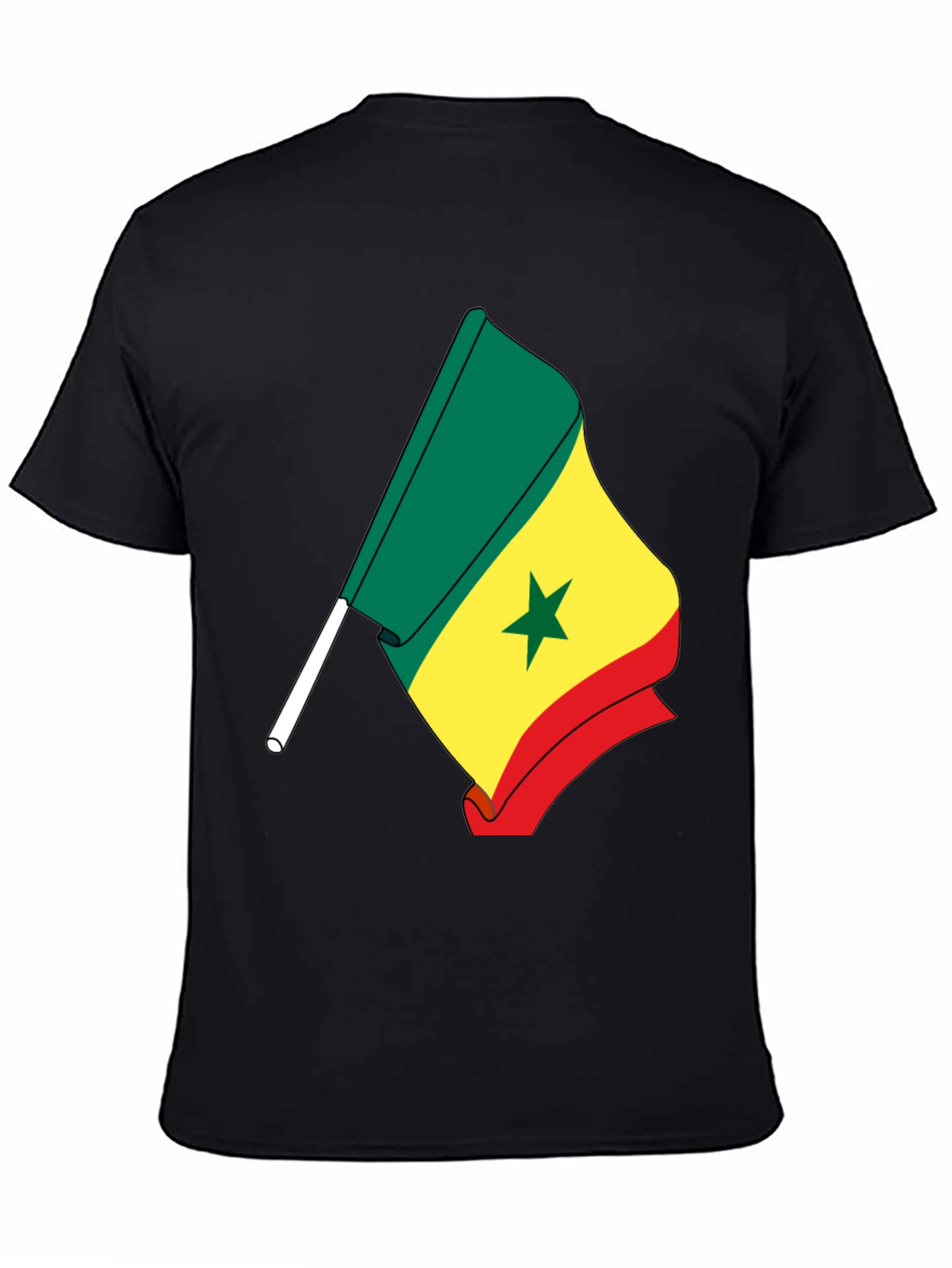 Senegal Flag Graphic Tee - Black Cotton Shirt