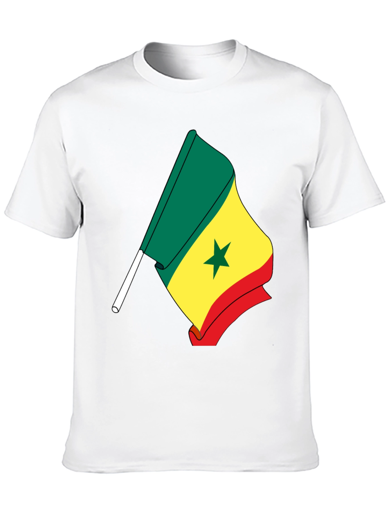 Senegal Flag Graphic Tee - Black Cotton Shirt
