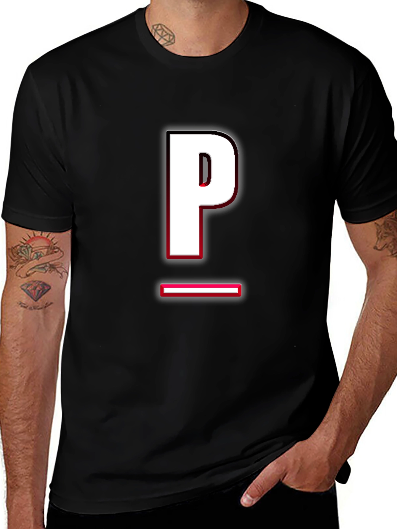 Modern Black T-Shirt with Letter P Design