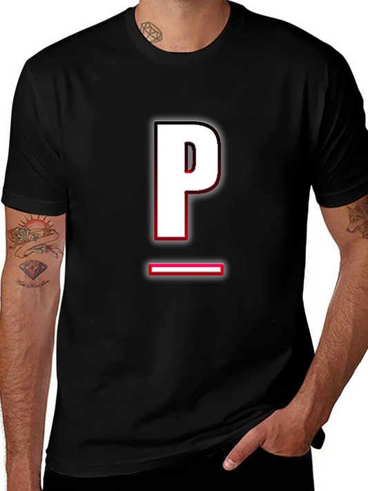 Modern Black T-Shirt with Letter P Design