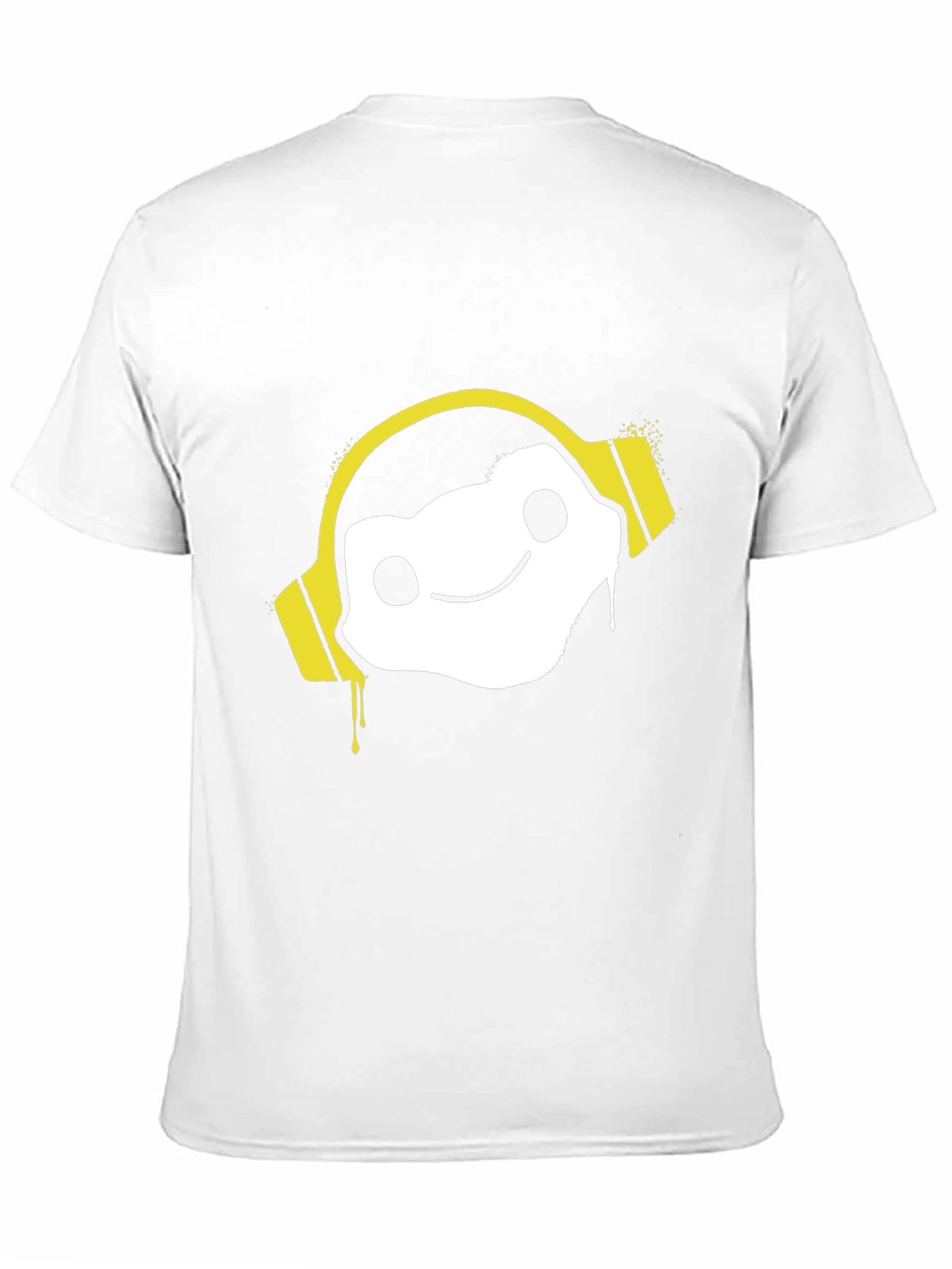 Cool Graphic Tee: DJ White Character w/ Yellow Headphones