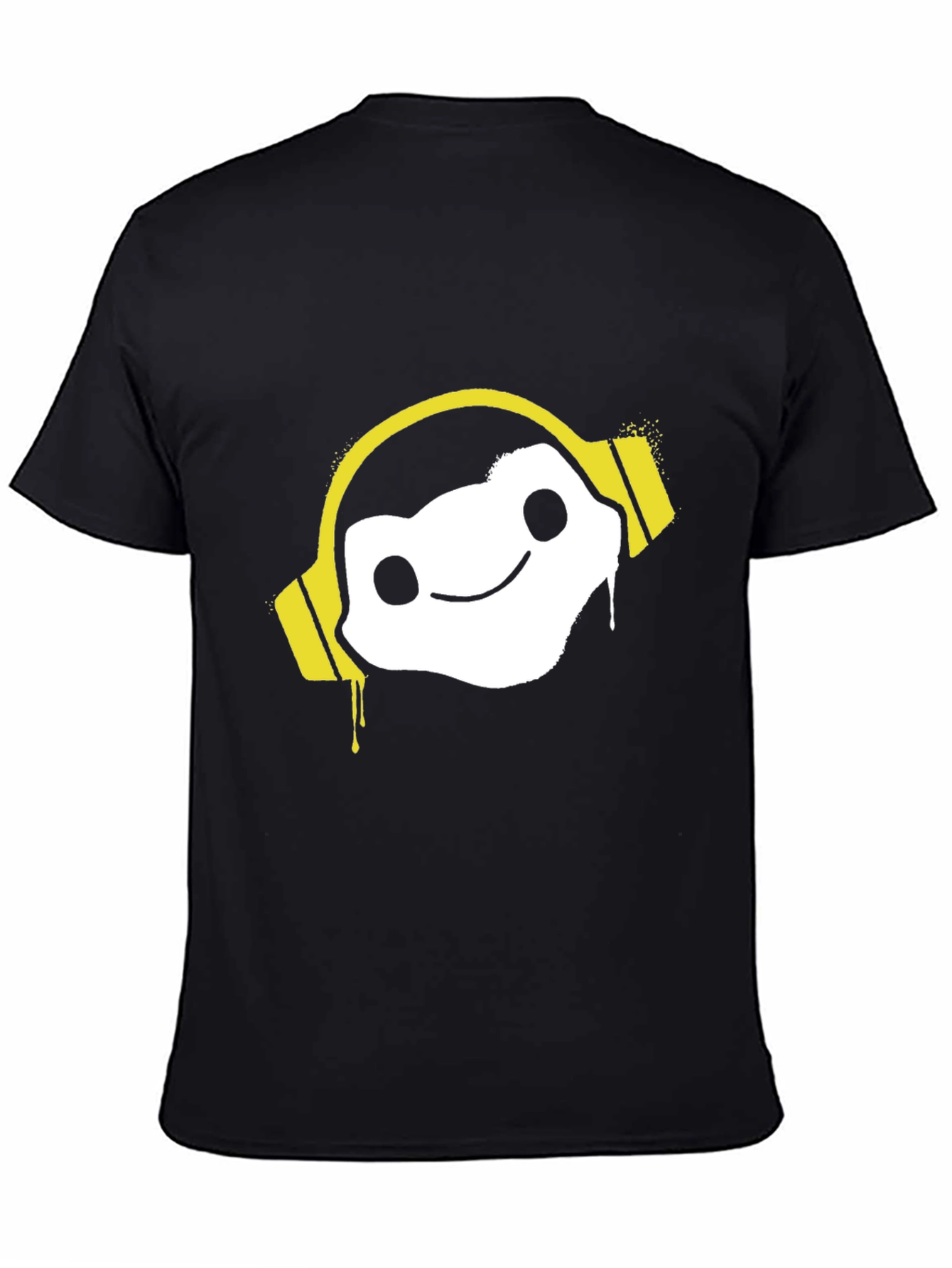Cool Graphic Tee: DJ White Character w/ Yellow Headphones