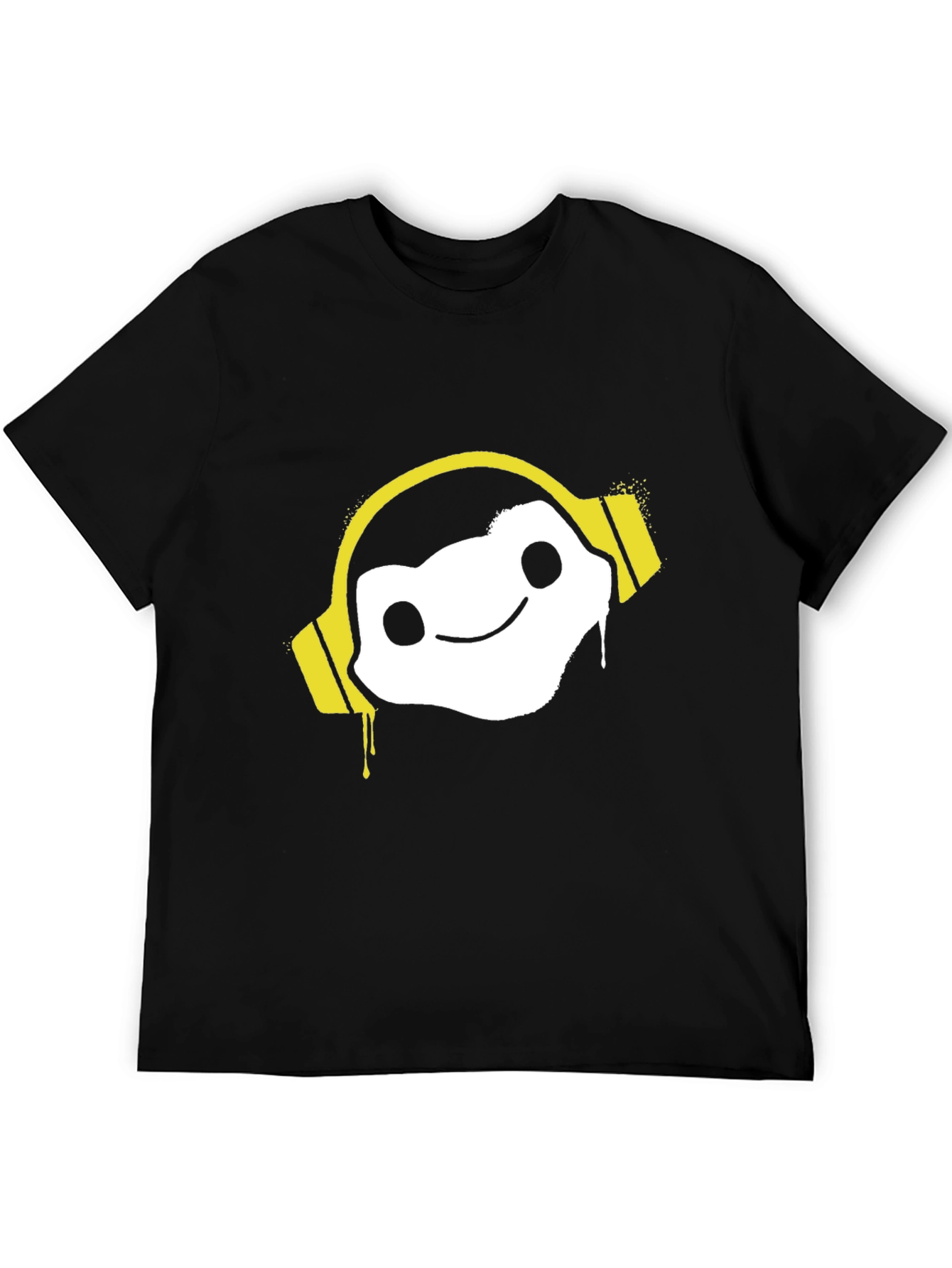 Cool Graphic Tee: DJ White Character w/ Yellow Headphones