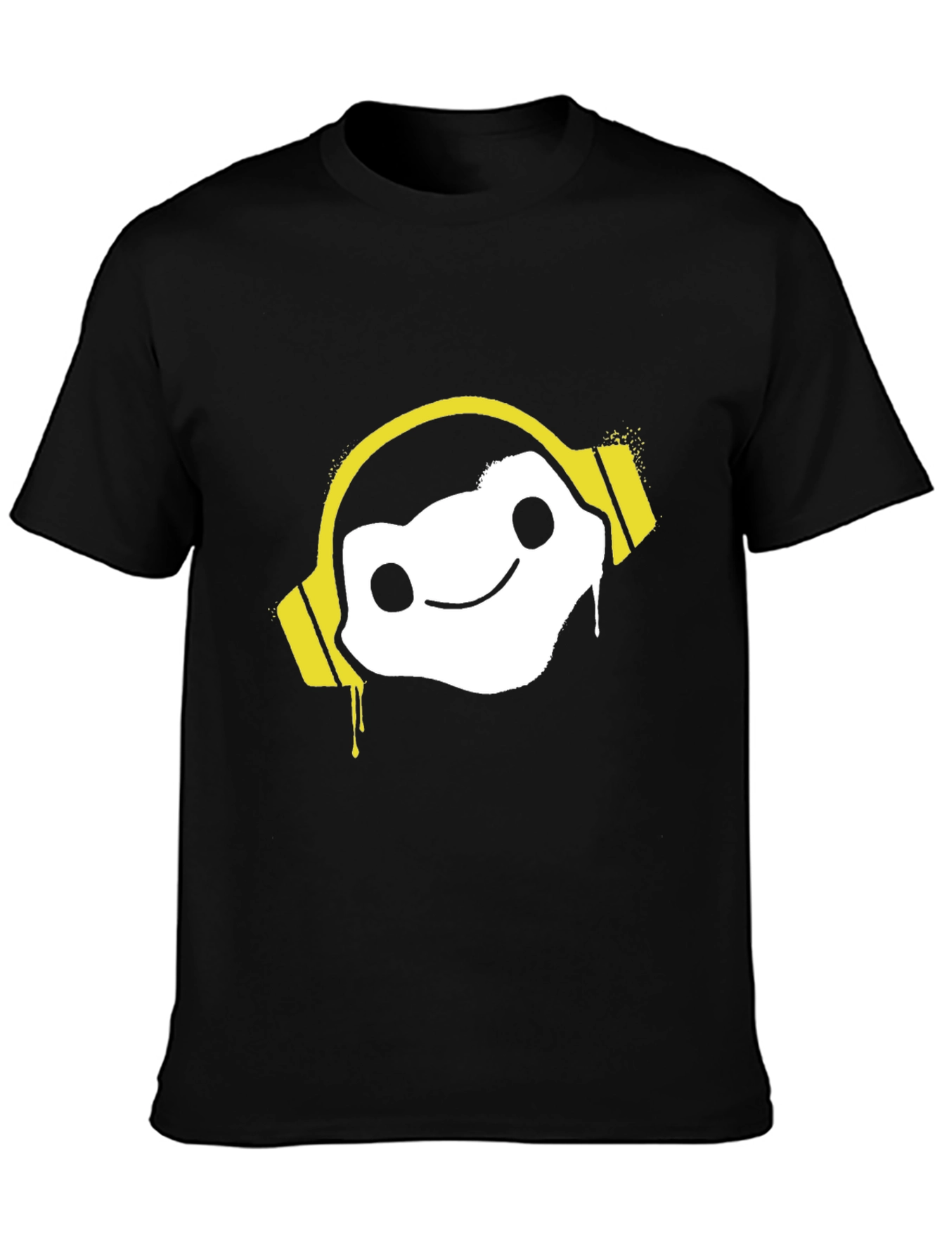 Cool Graphic Tee: DJ White Character w/ Yellow Headphones