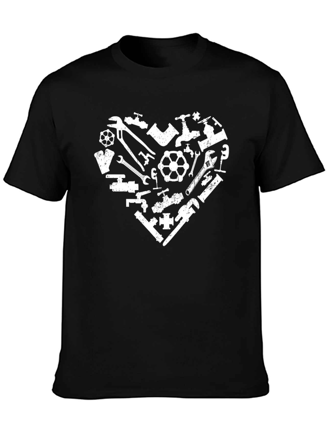 Plumbing Heart Graphic T-Shirt - Black Cotton Tee