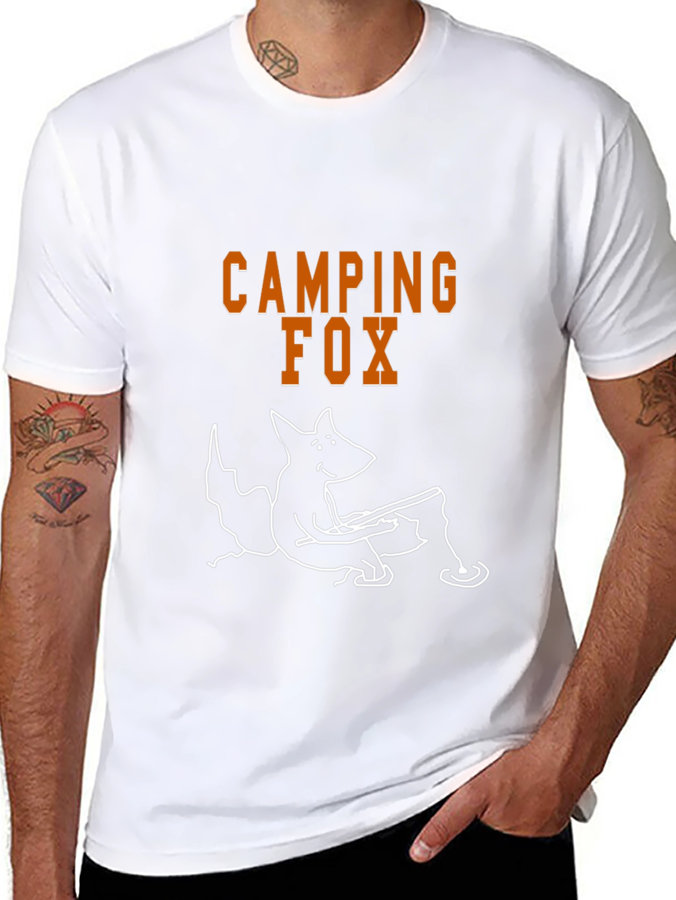Camping Fox Graphic Tee - Black Cotton T-Shirt