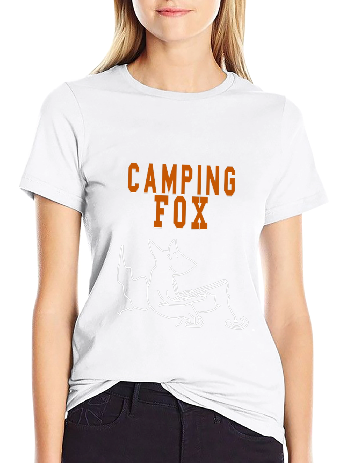 Camping Fox Graphic Tee - Black Cotton T-Shirt