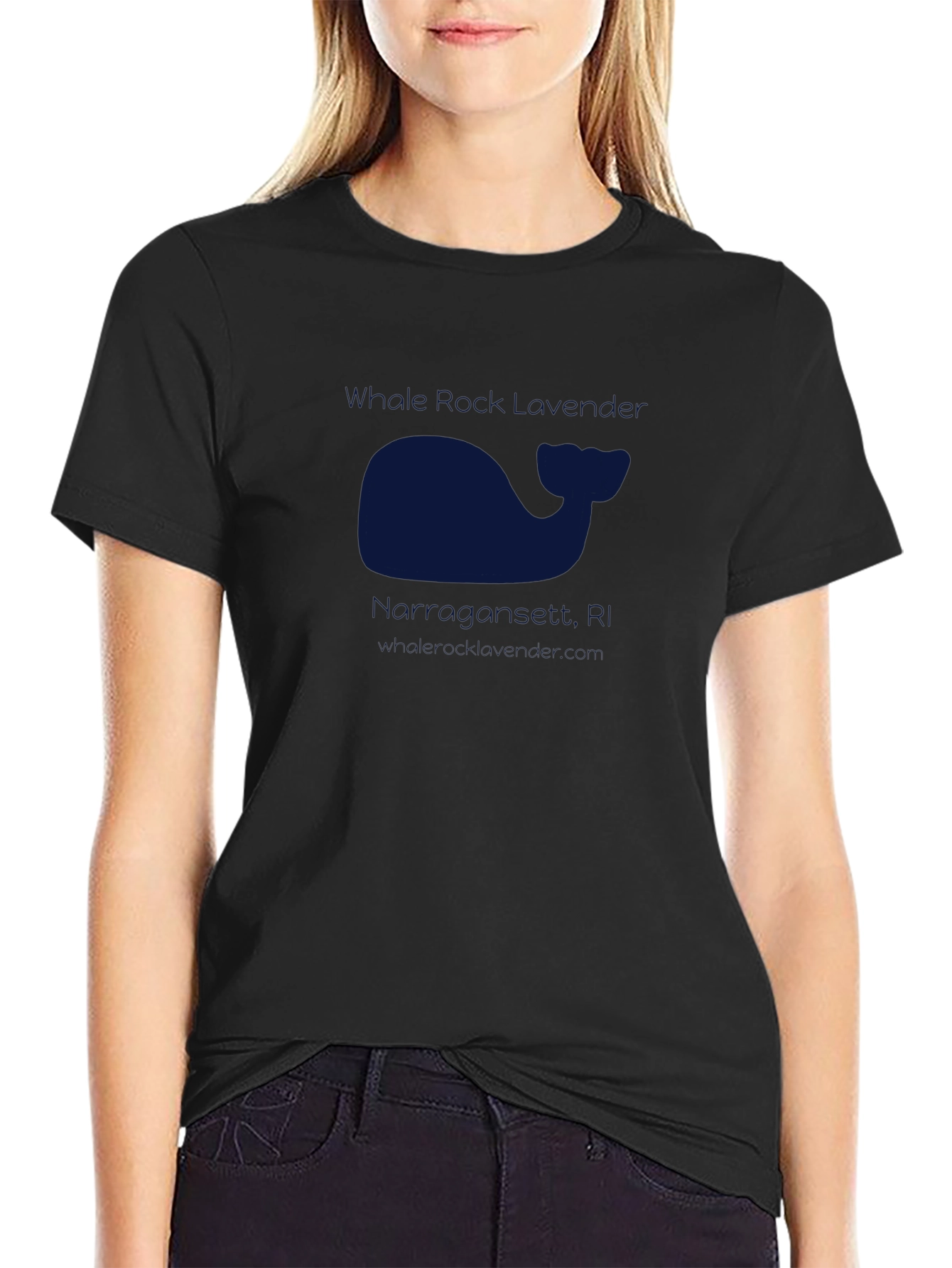 Mens Black T-Shirt with Whale Graphic Print Casual Tee