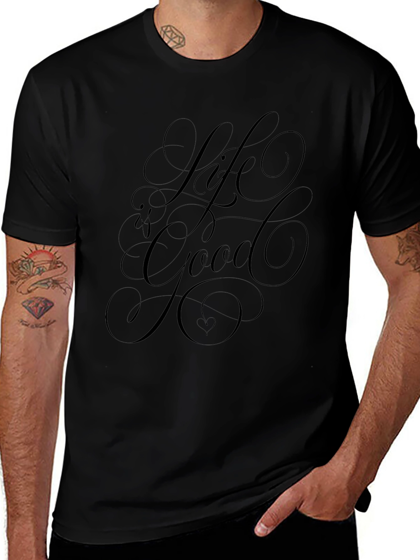Life is Good Black Graphic T-Shirt