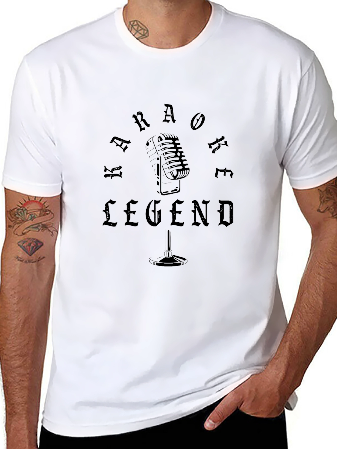 Karaoke Legend Graphic Tee - Classic Microphone Design