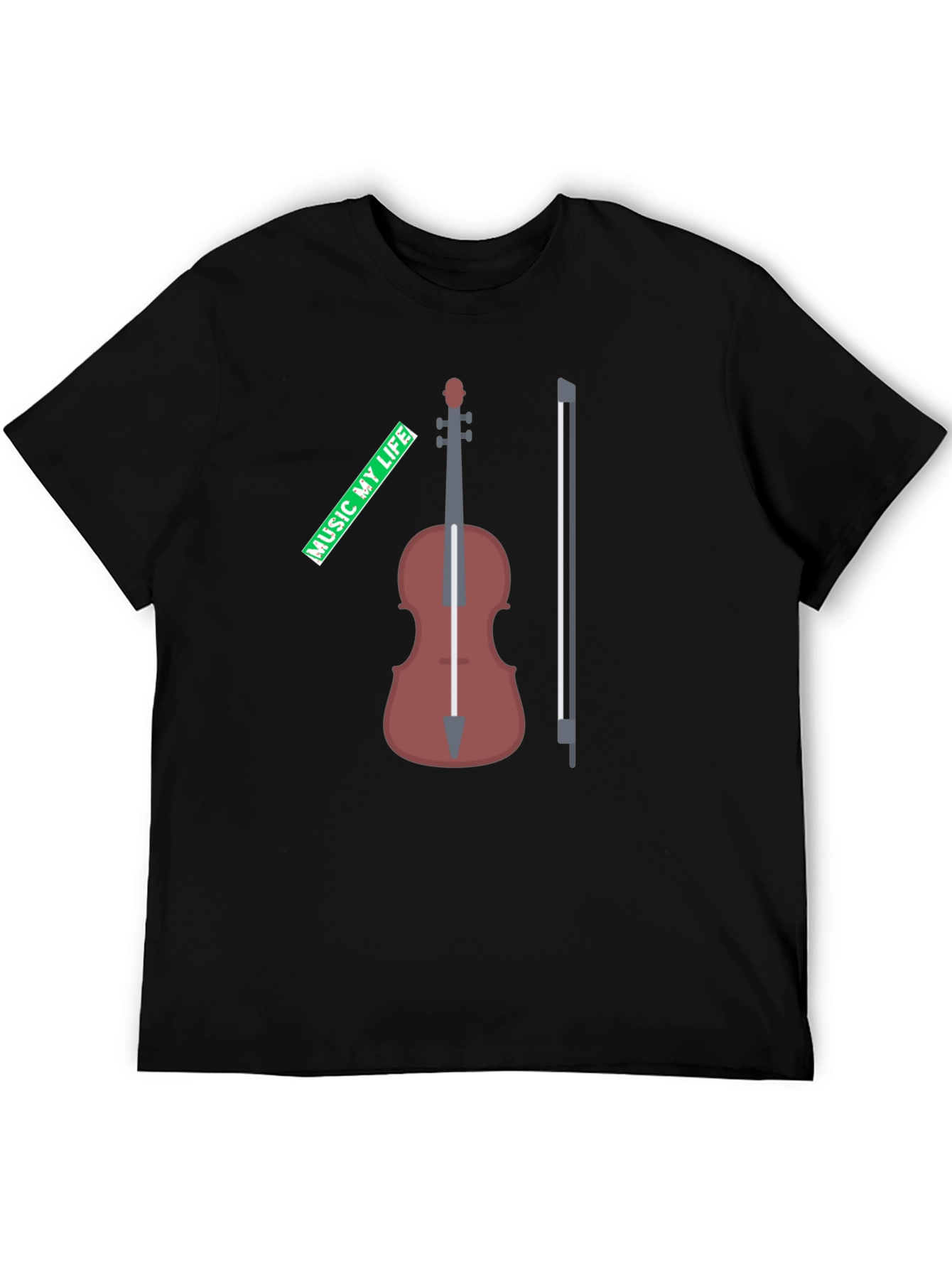 Music My Life Violin Graphic Tee - Black