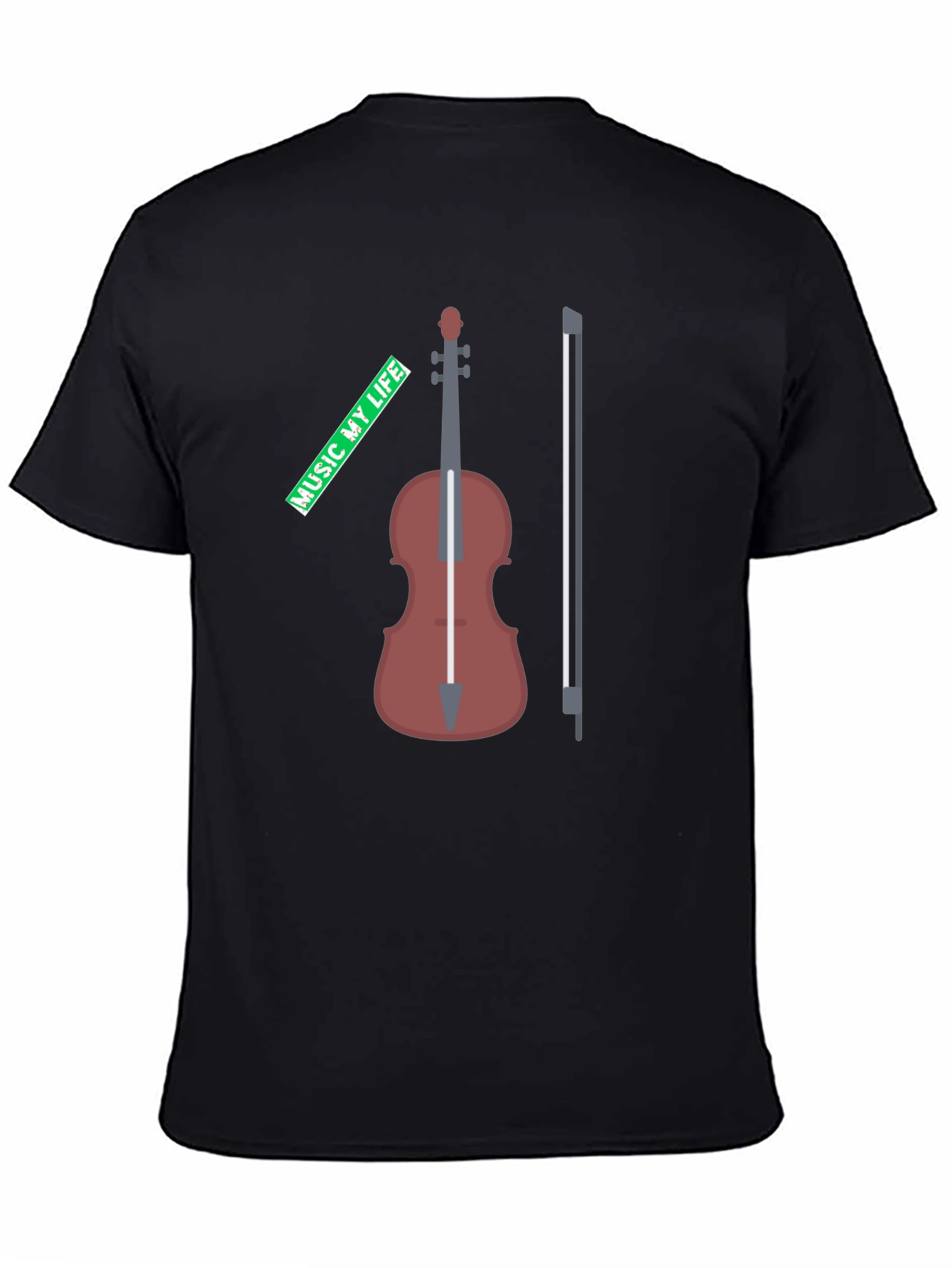 Music My Life Violin Graphic Tee - Black
