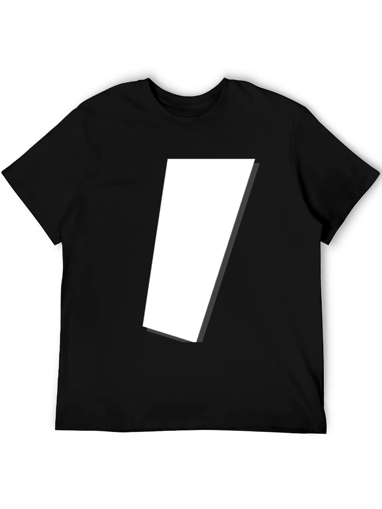 Modern Black T-Shirt with Abstract White Shape Design