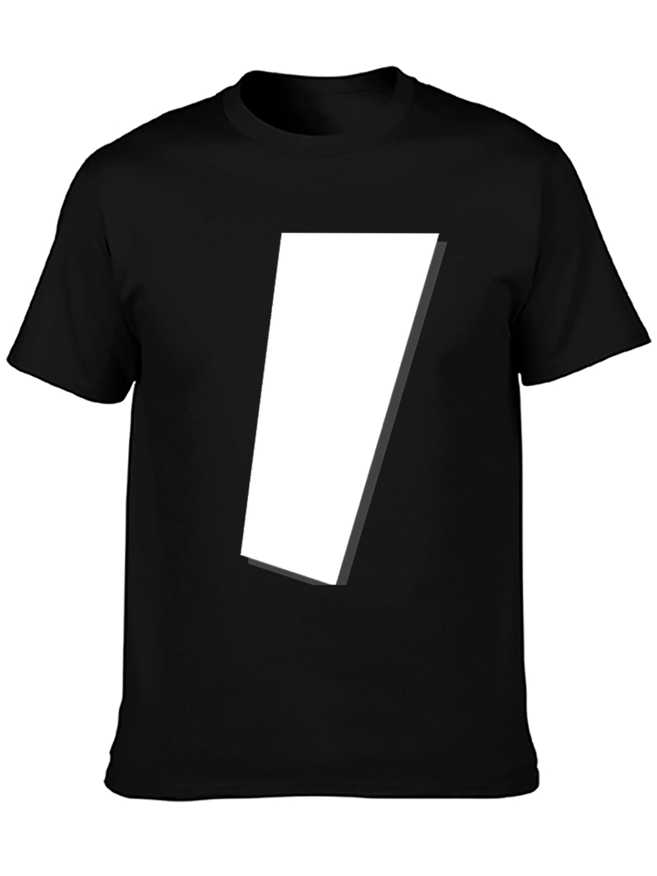 Modern Black T-Shirt with Abstract White Shape Design