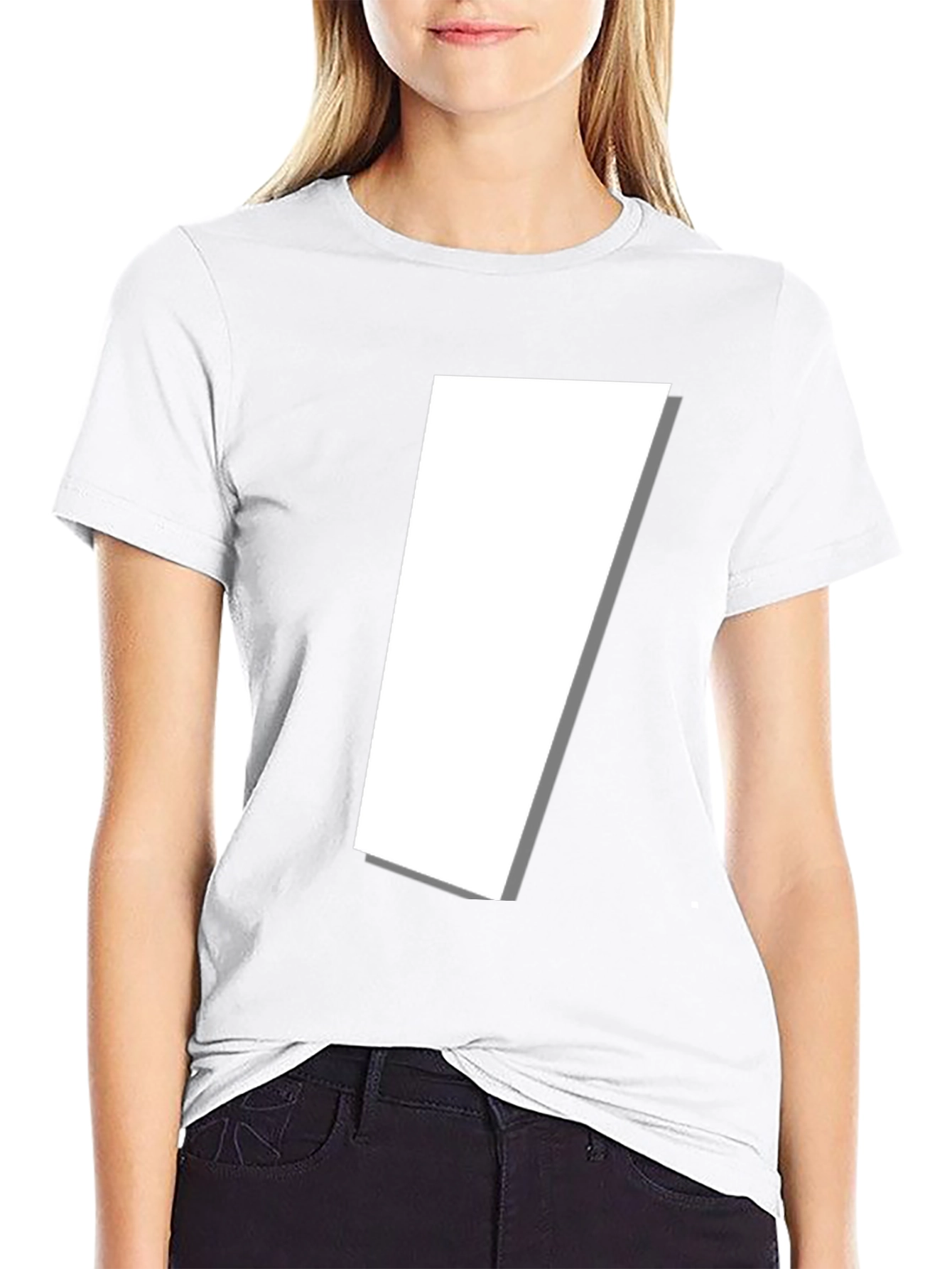 Modern Black T-Shirt with Abstract White Shape Design