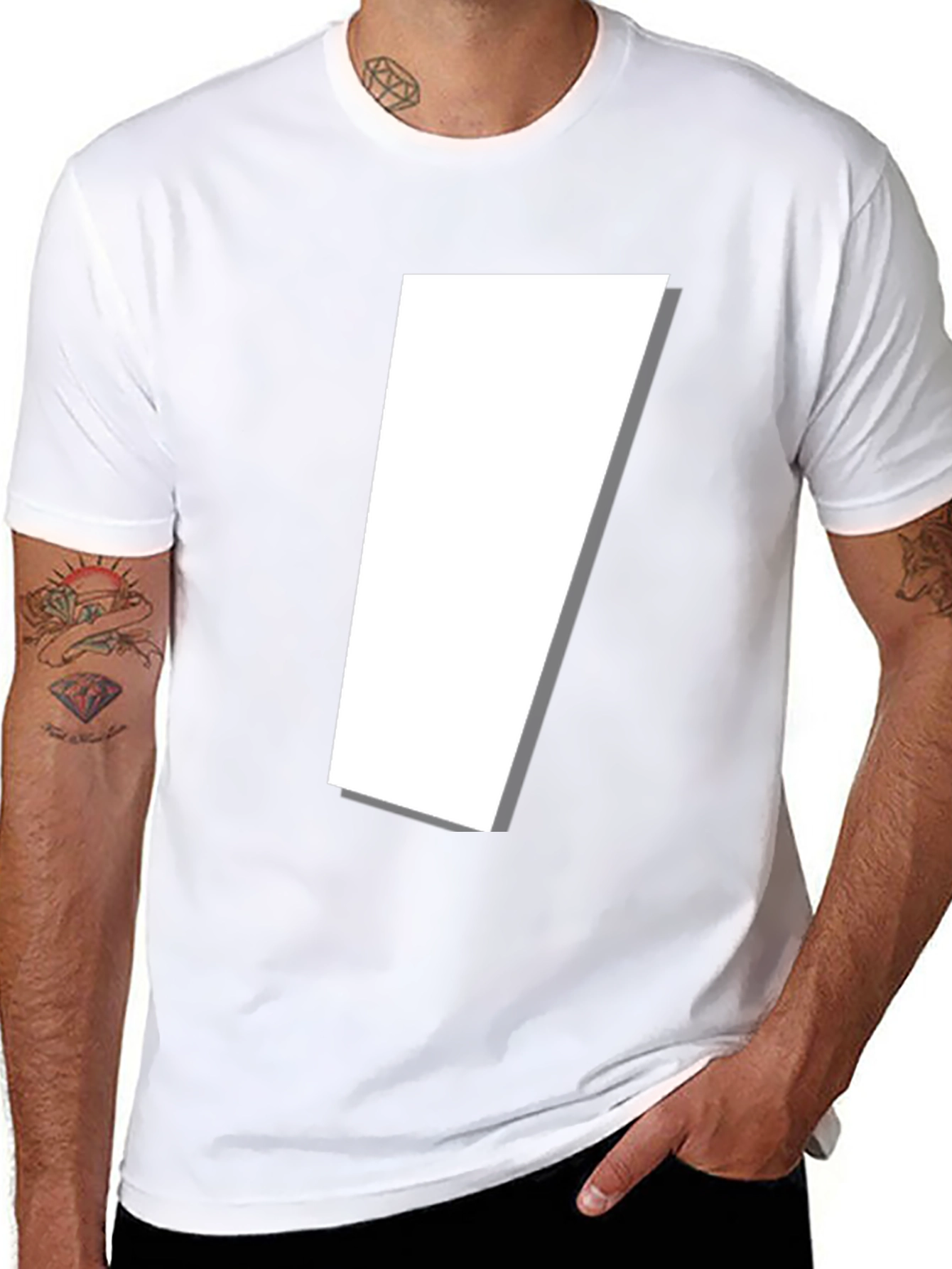 Modern Black T-Shirt with Abstract White Shape Design
