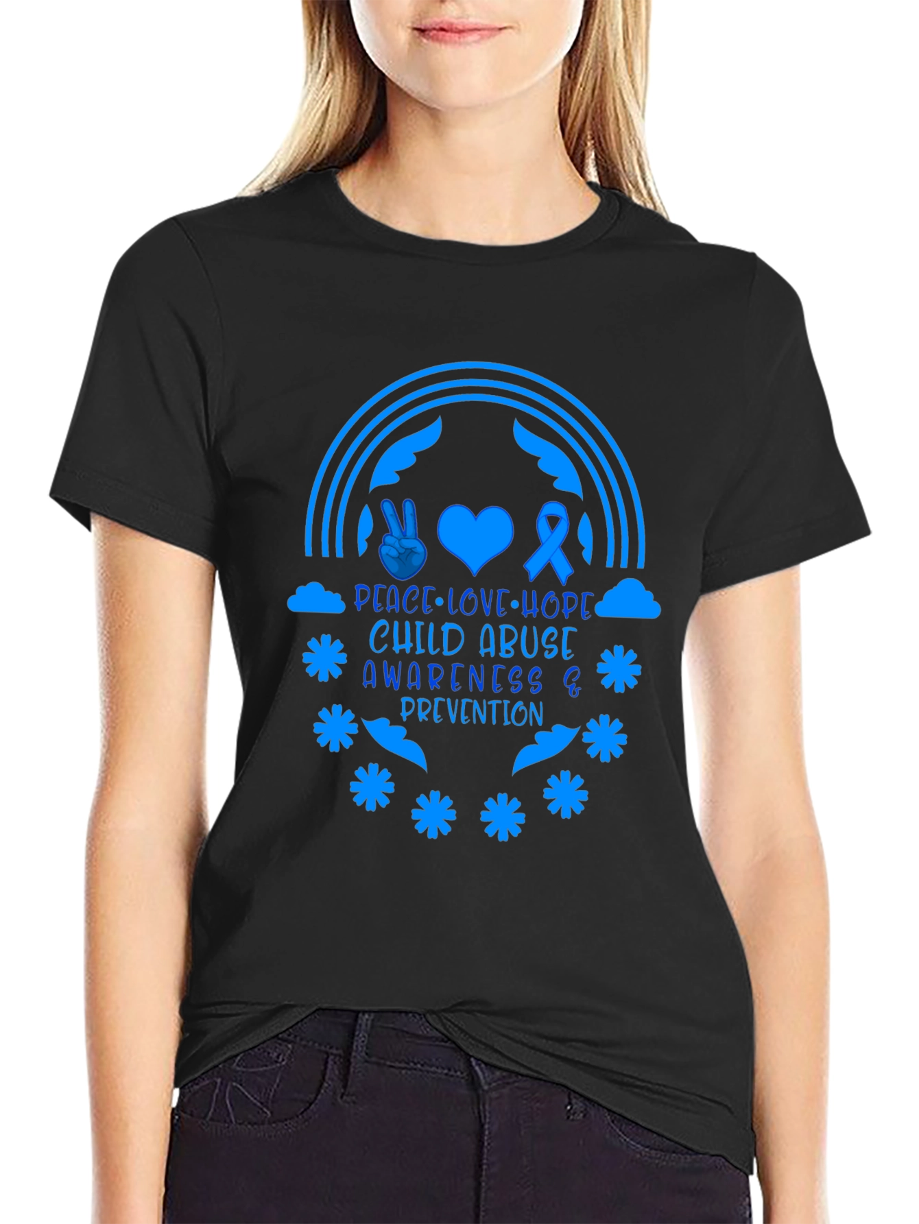 Child Abuse Awareness Tee - Peace Love Hope