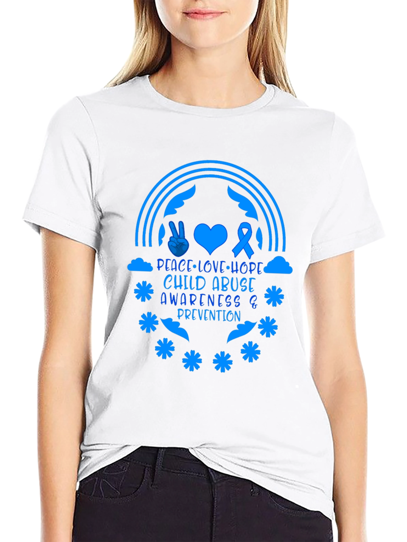 Child Abuse Awareness Tee - Peace Love Hope