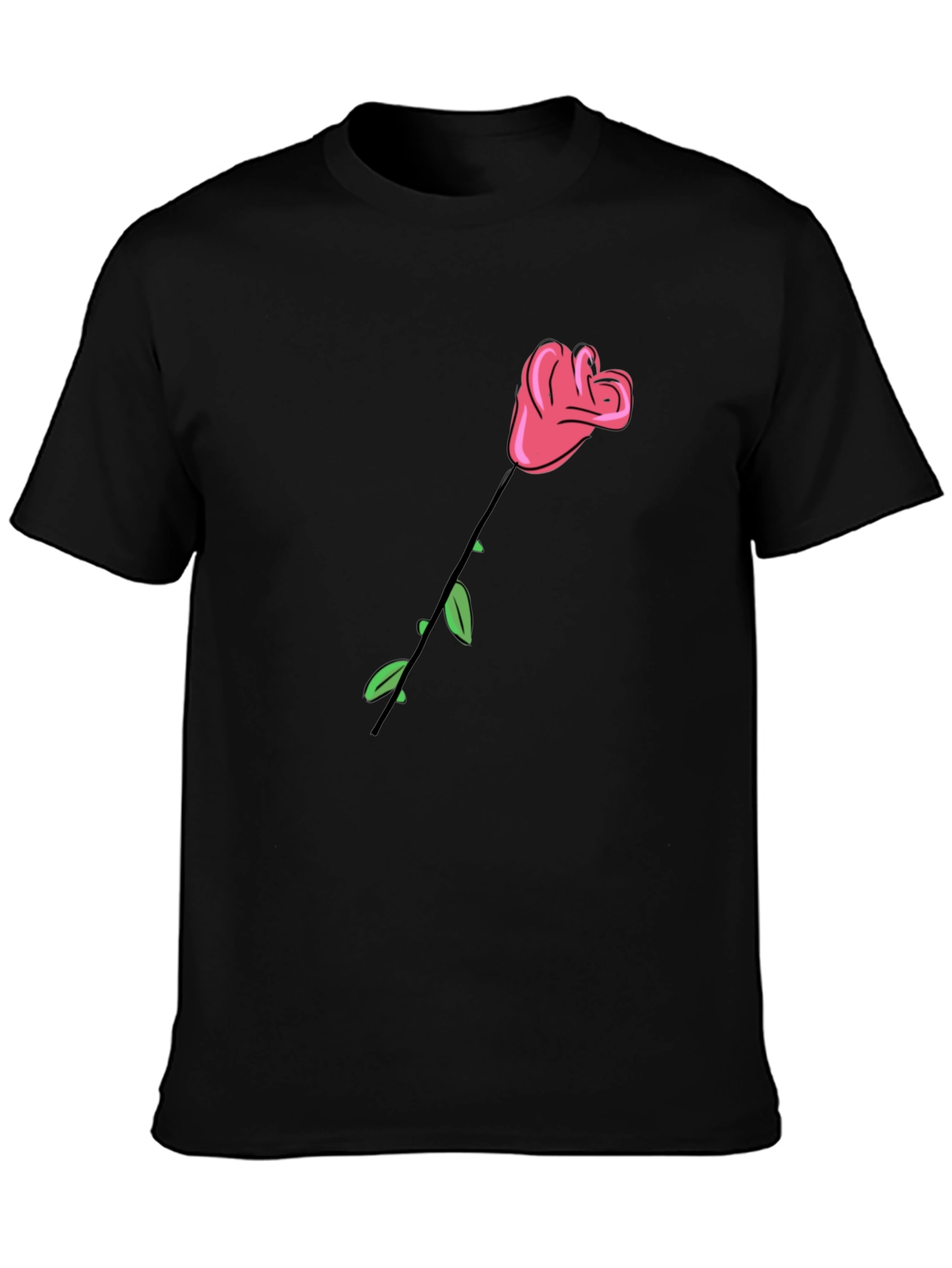 Rose Graphic Black T-Shirt - Stylish Casual Wear