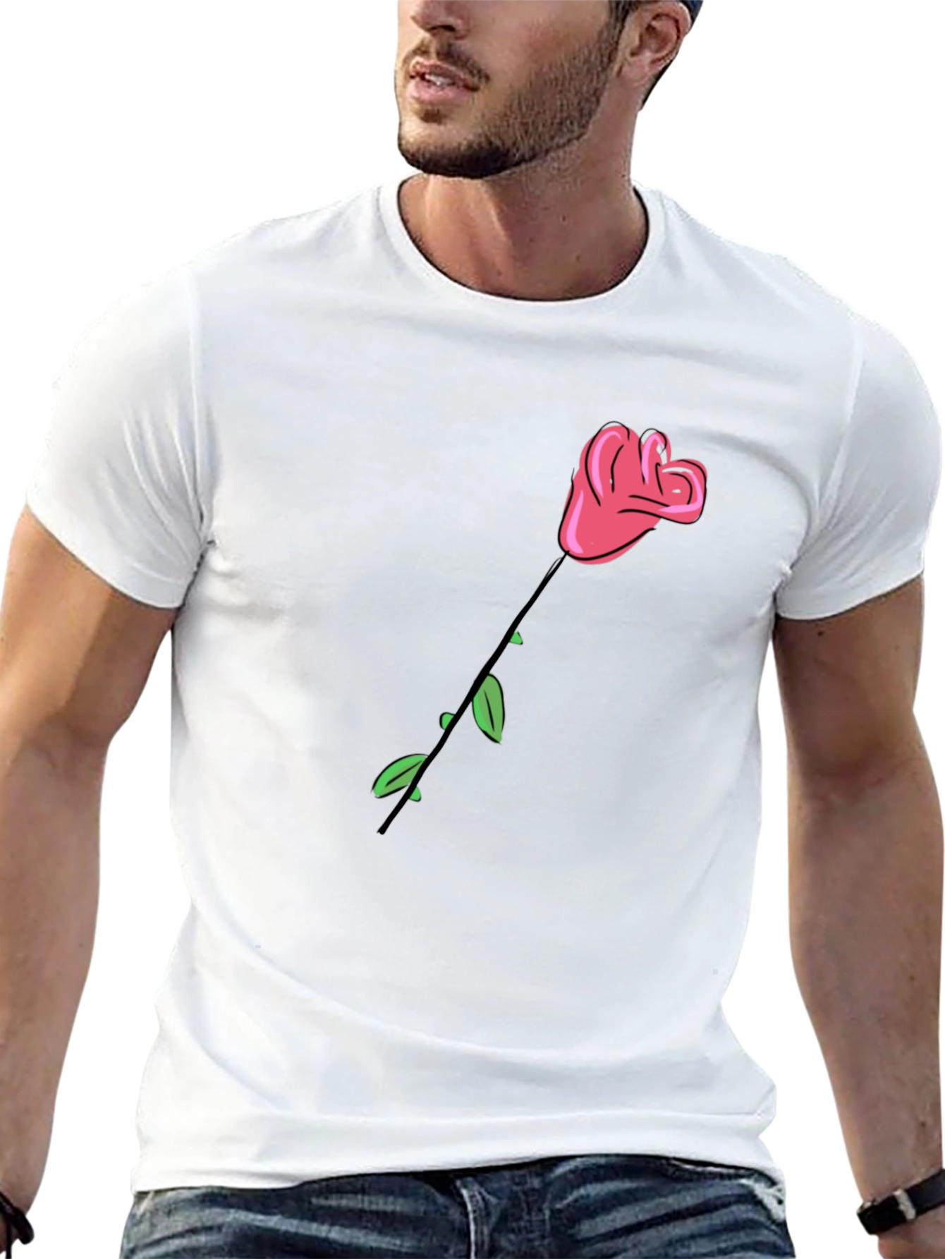 Rose Graphic Black T-Shirt - Stylish Casual Wear