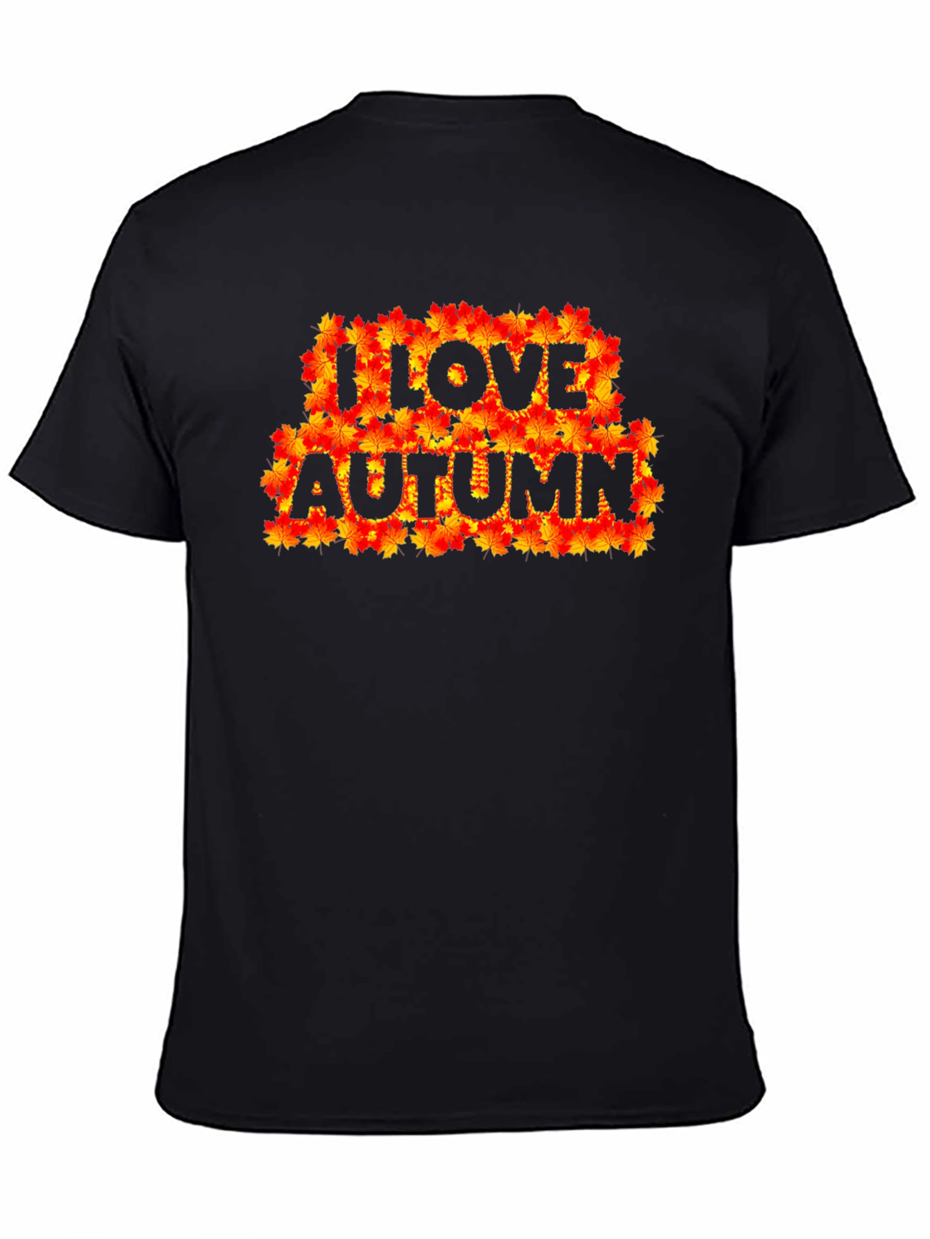 I Love Autumn Fall Leaves Black Graphic T-Shirt