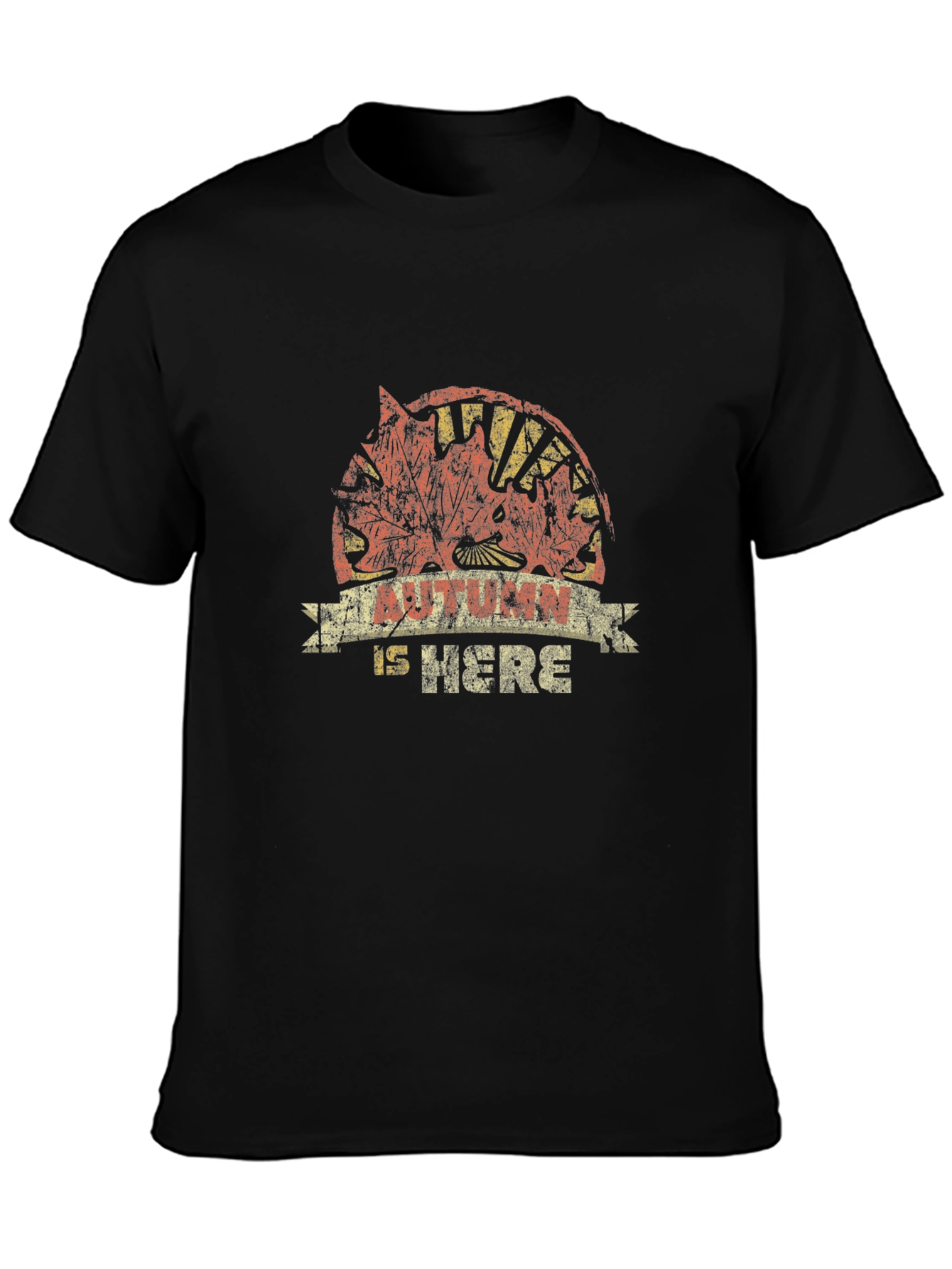Autumn Is Here Black Graphic T-Shirt