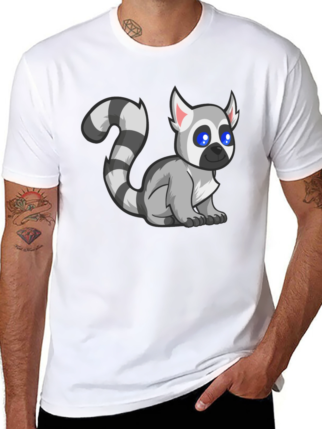 Lemur Graphic Tee - Black Cotton T-Shirt