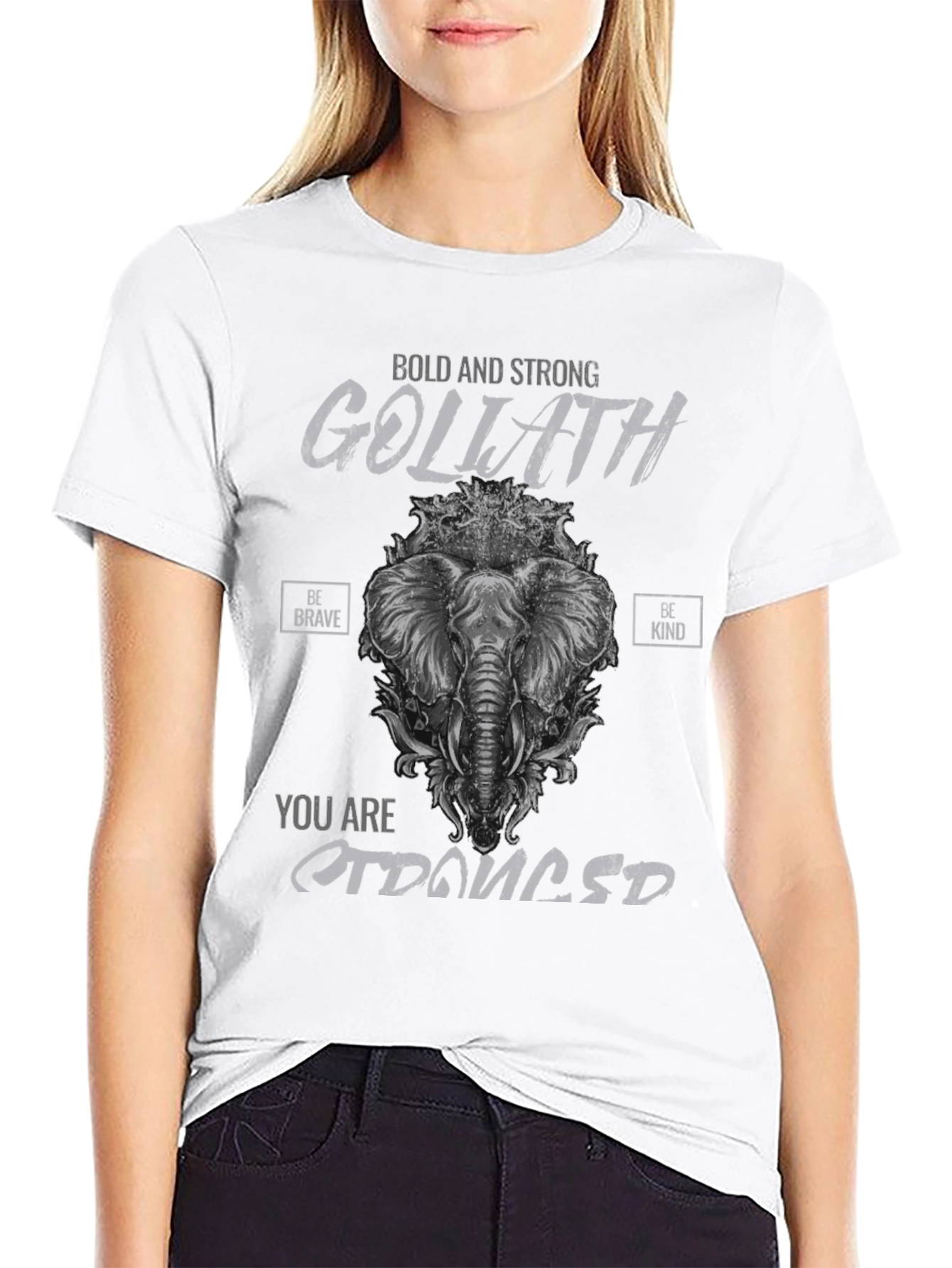 Bold Goliath Elephant Graphic Black T-Shirt