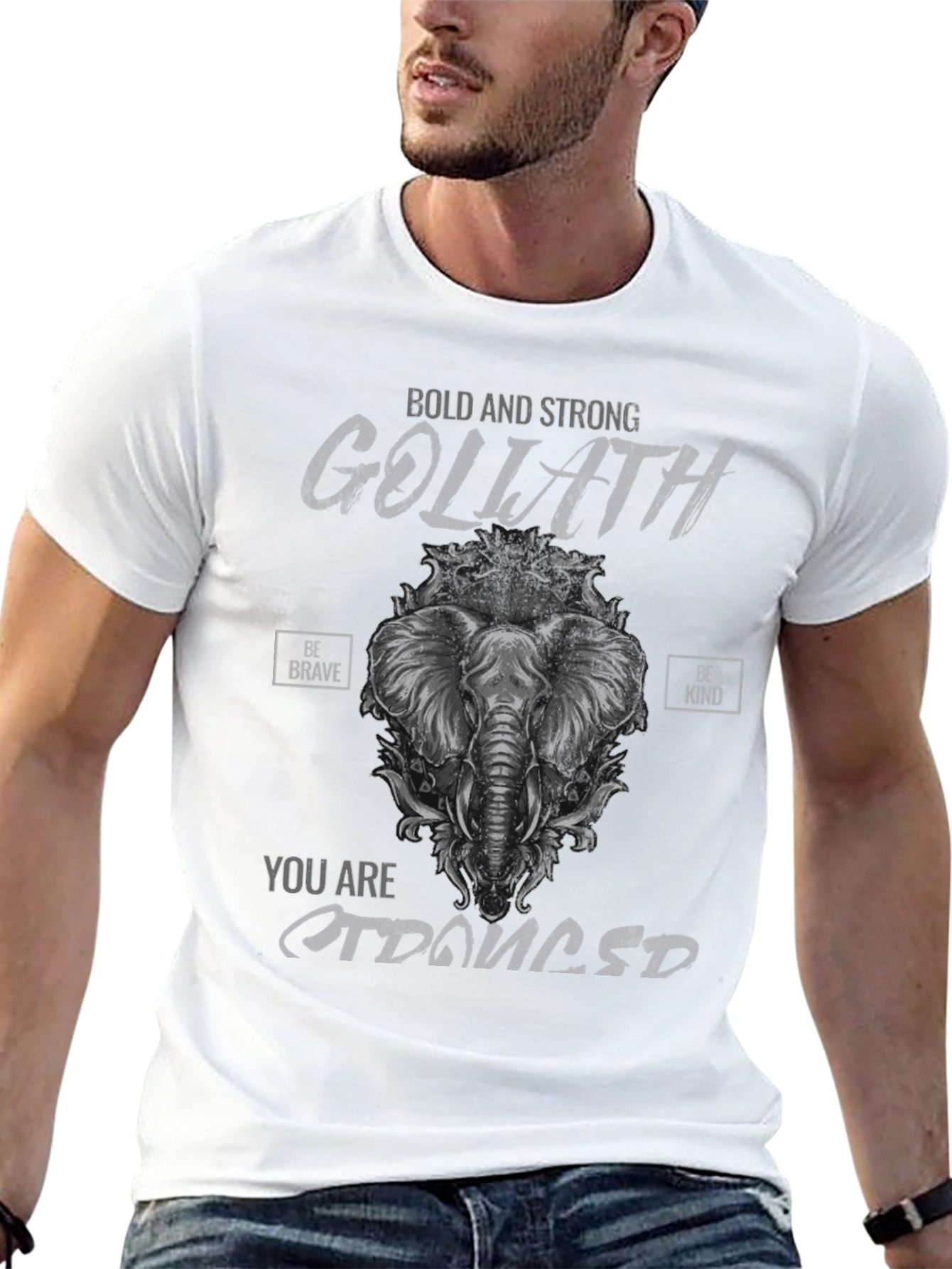Bold Goliath Elephant Graphic Black T-Shirt