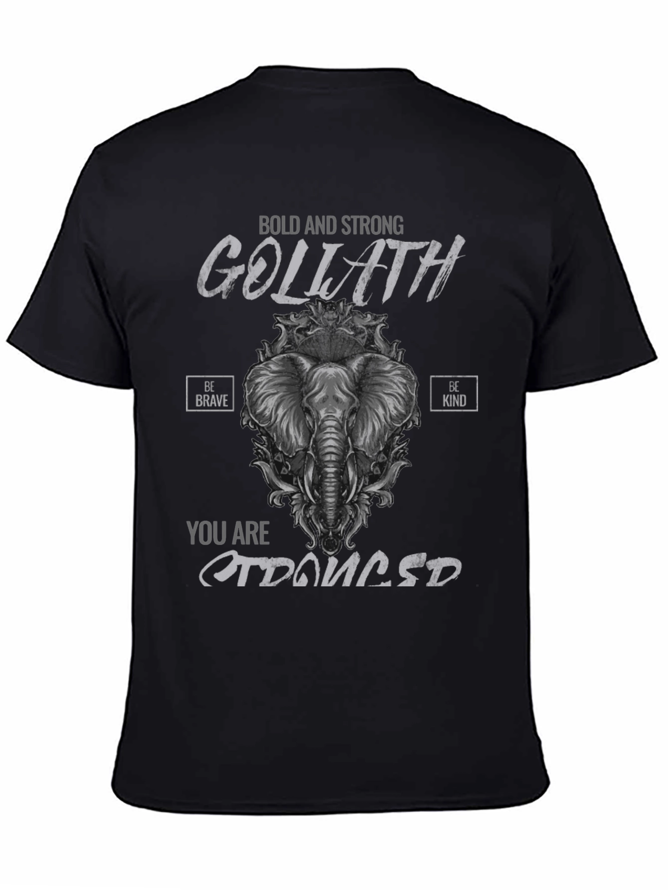 Bold Goliath Elephant Graphic Black T-Shirt