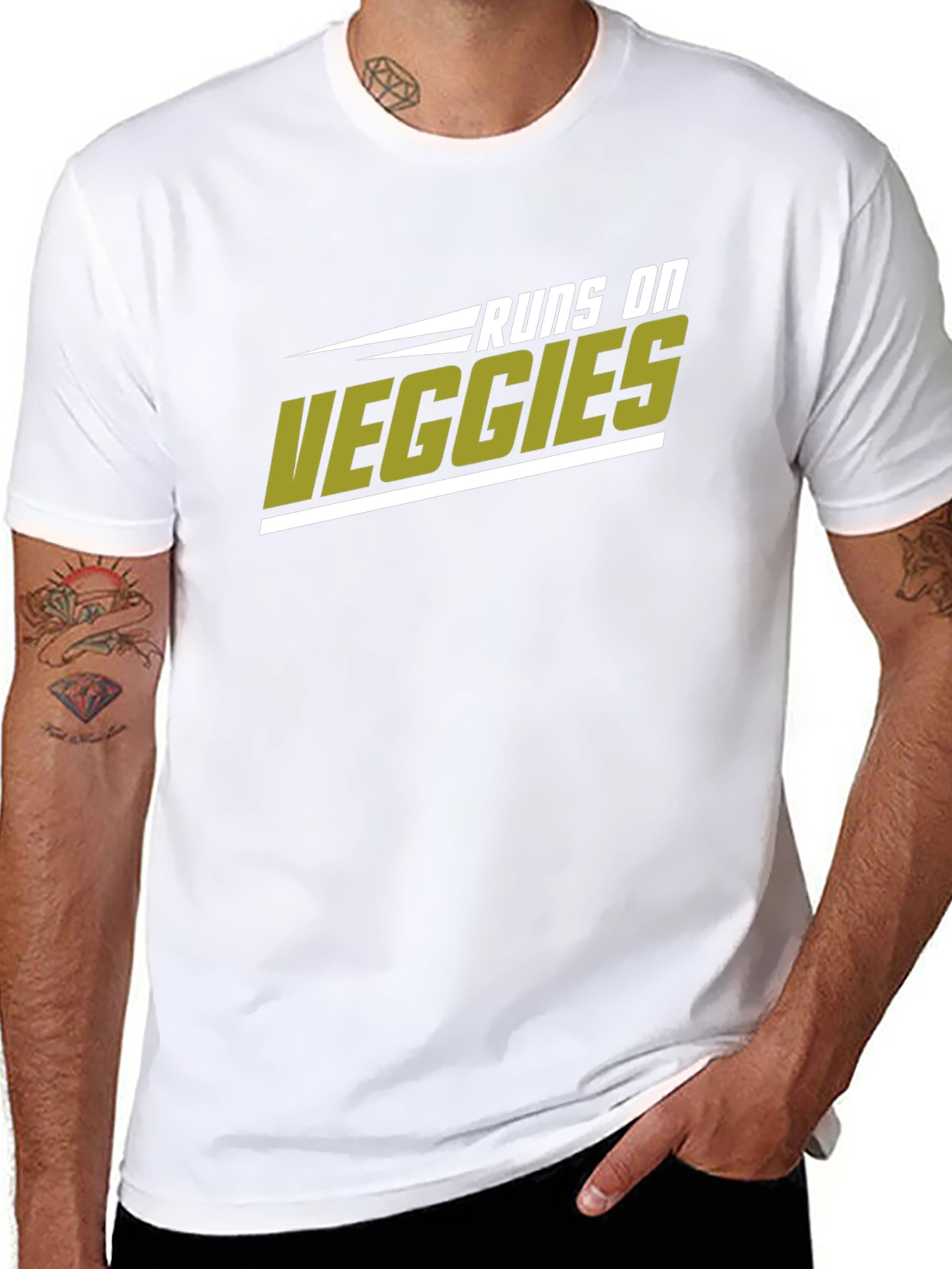 Runs on Veggies Graphic T-Shirt - Black