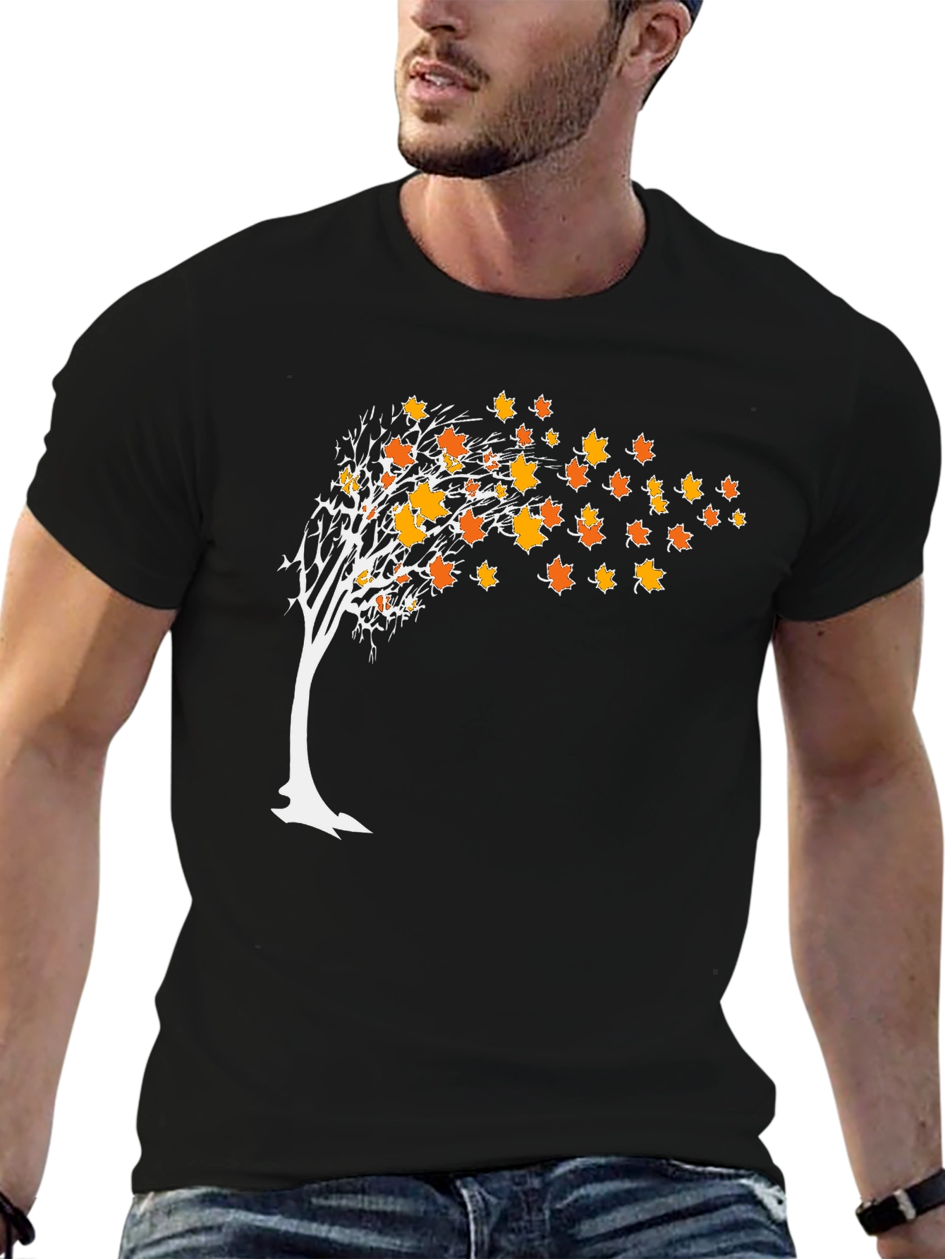 Autumn Tree Graphic Tee - Black