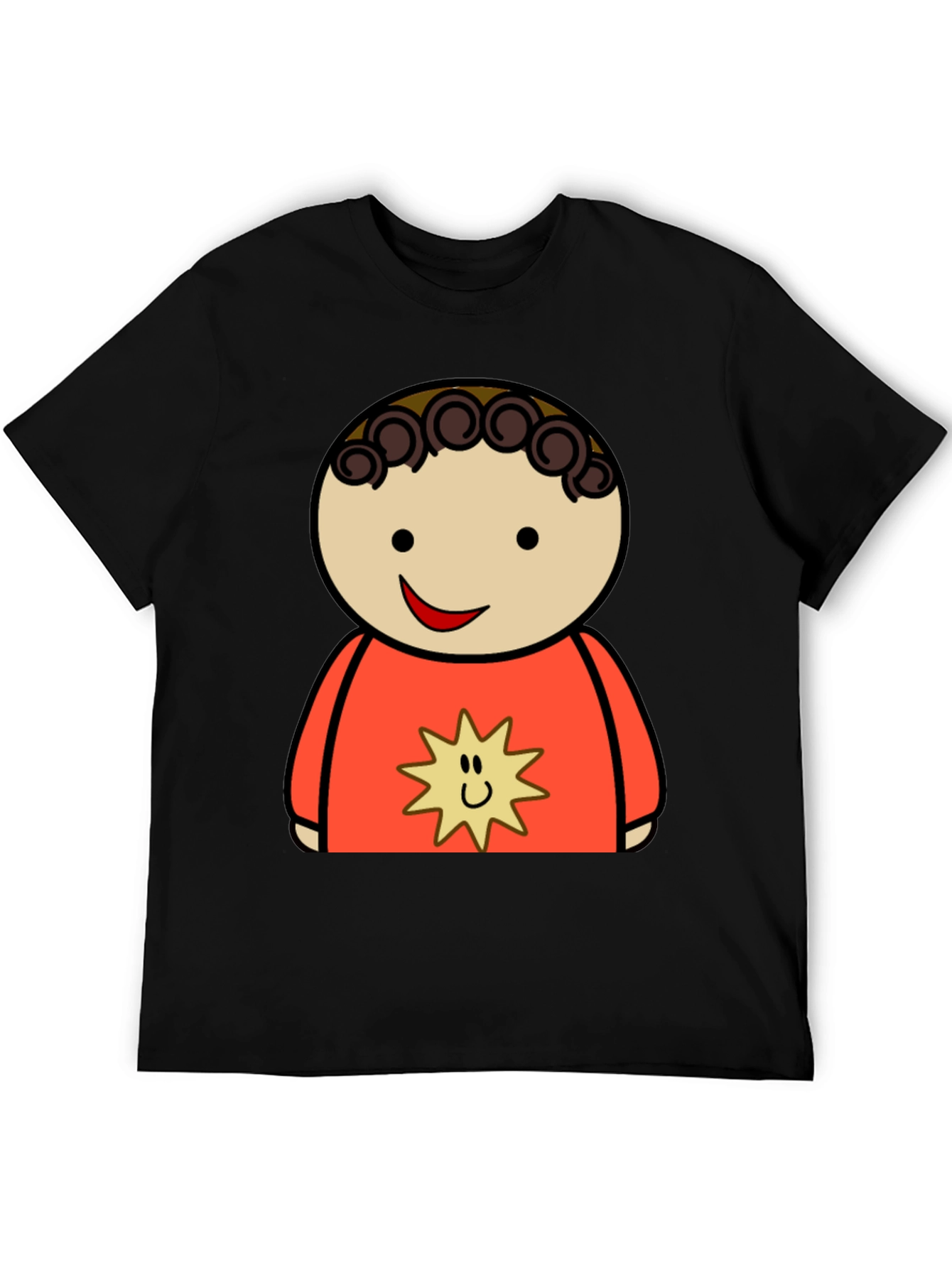 Cartoon Character Graphic Tee - Black