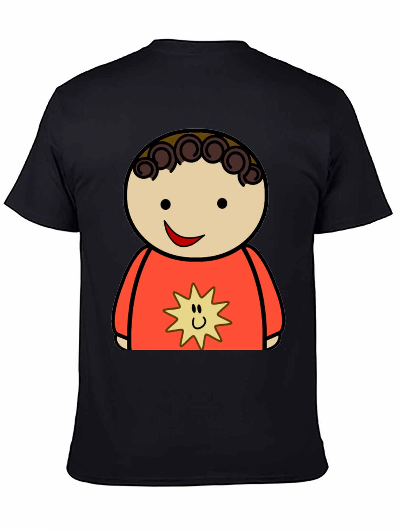 Cartoon Character Graphic Tee - Black