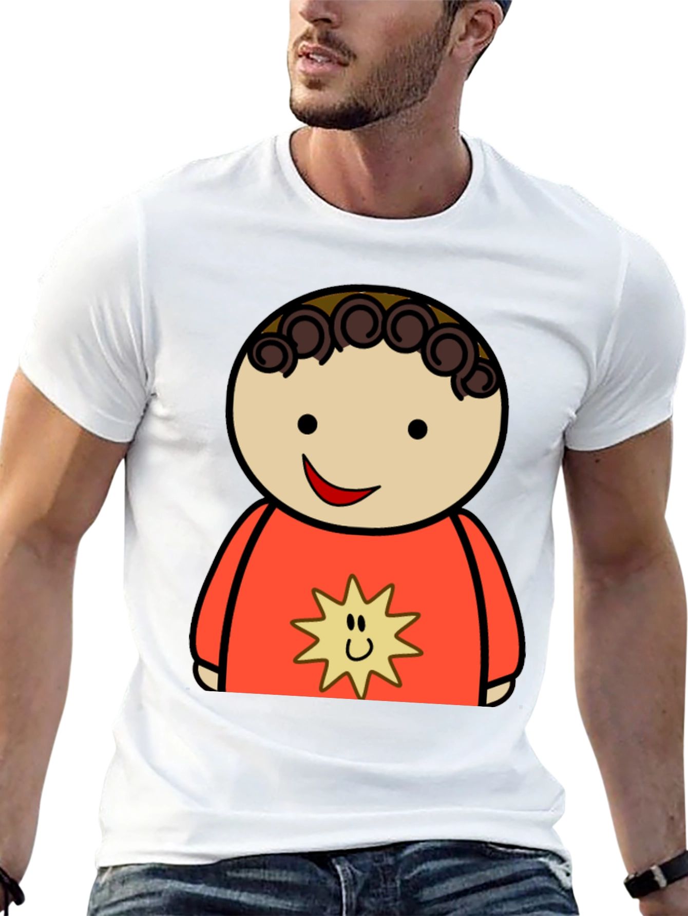 Cartoon Character Graphic Tee - Black