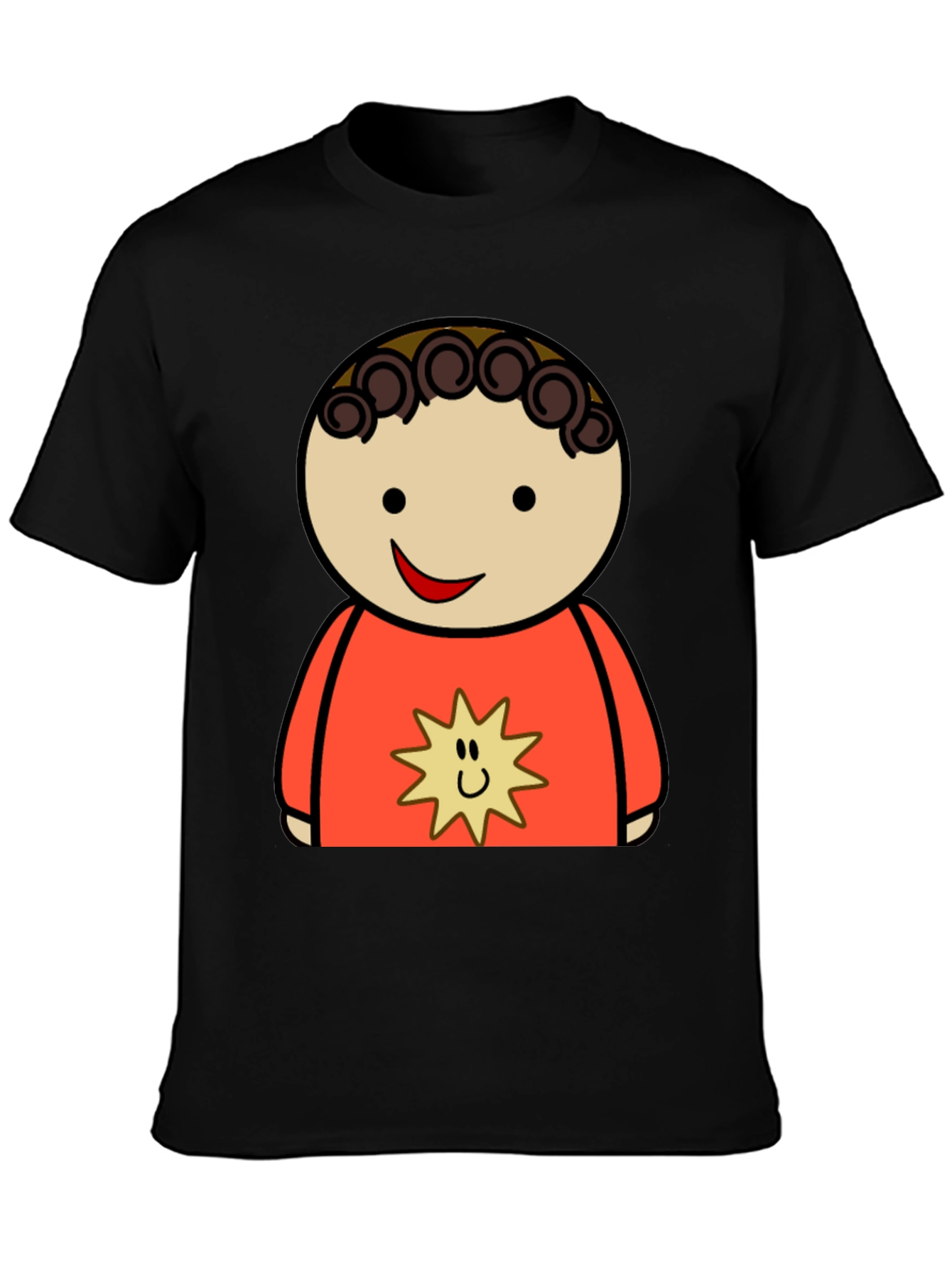 Cartoon Character Graphic Tee - Black
