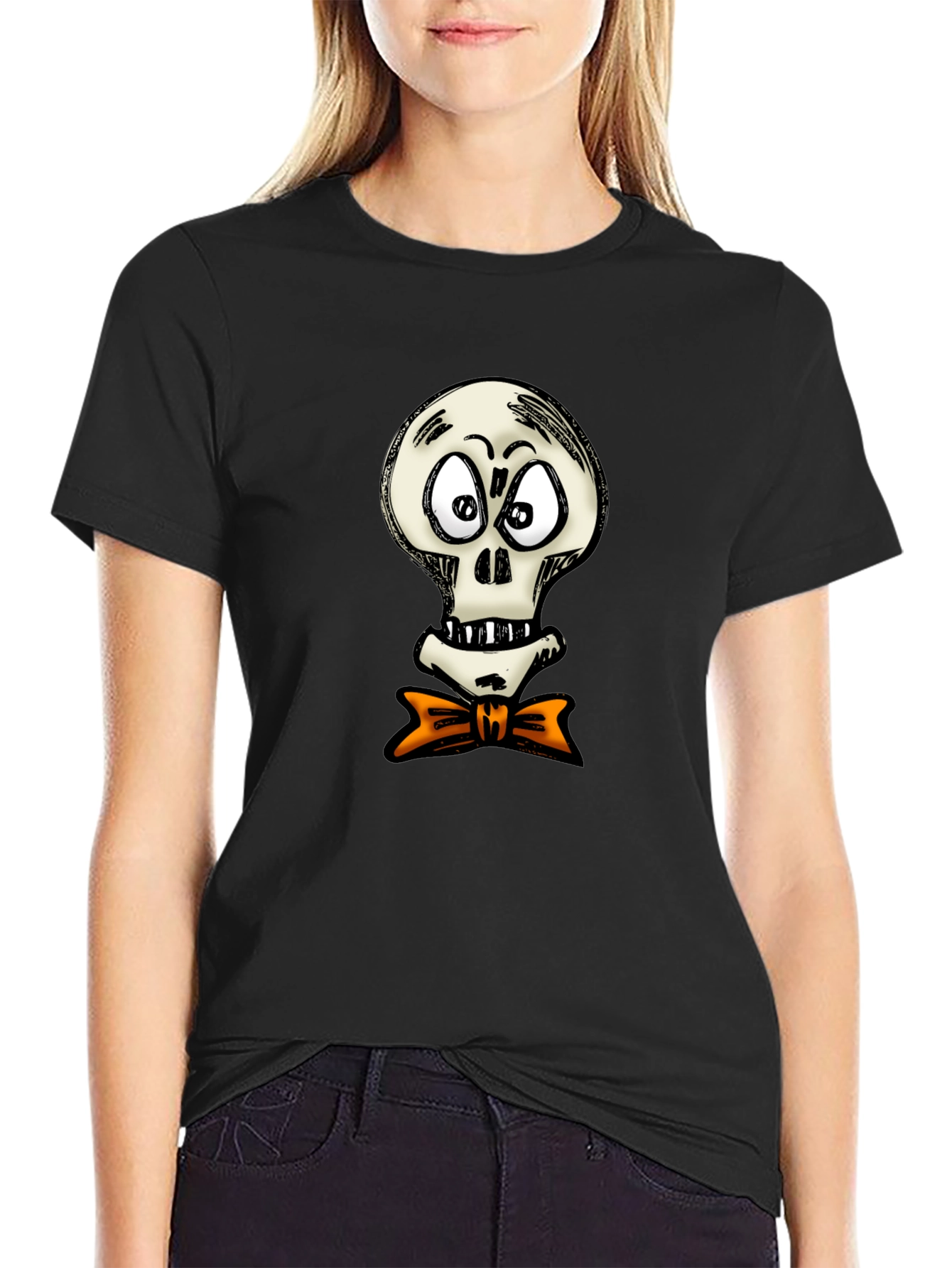 Skull with Bow Tie Graphic T-Shirt