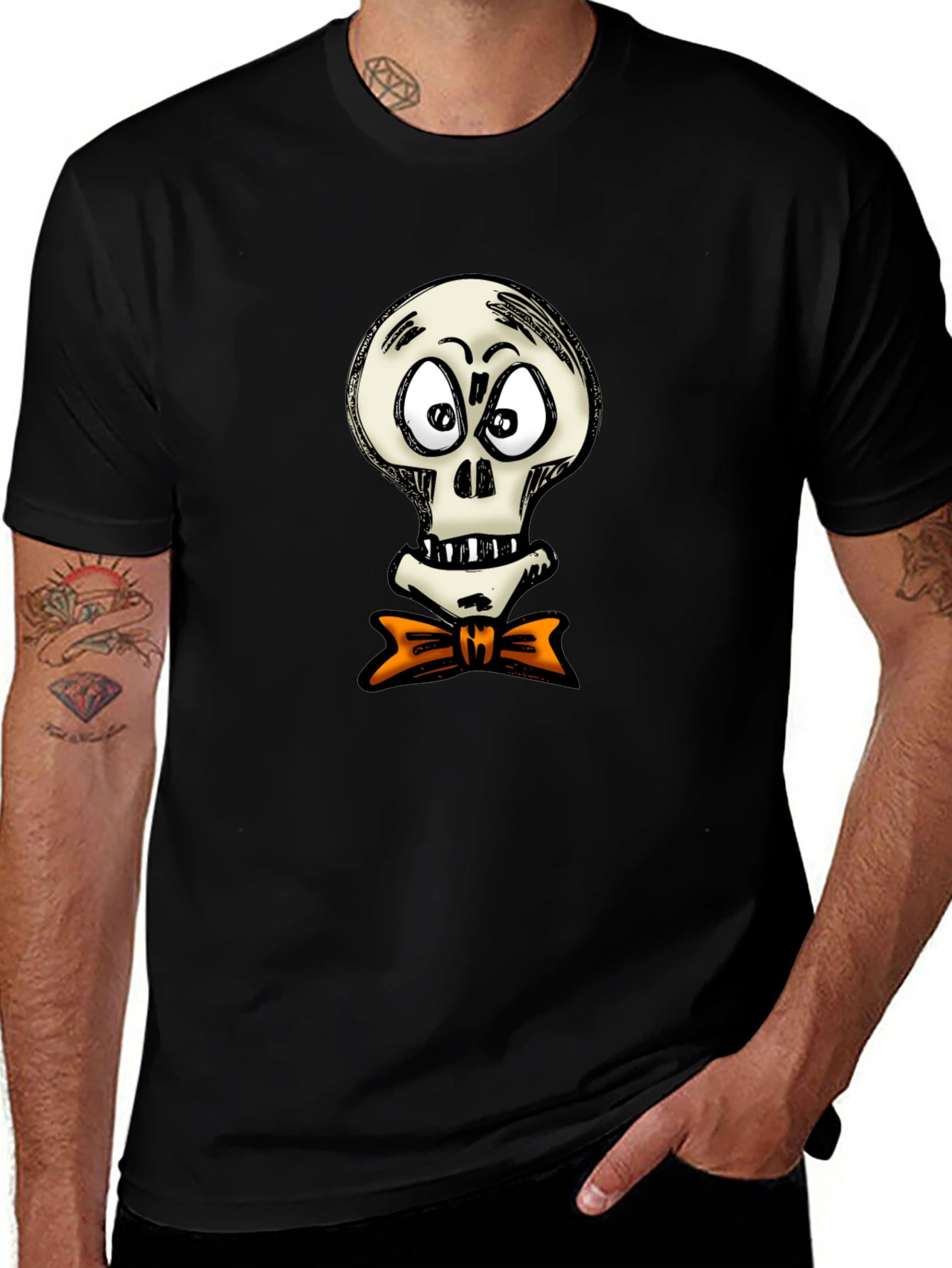 Skull with Bow Tie Graphic T-Shirt