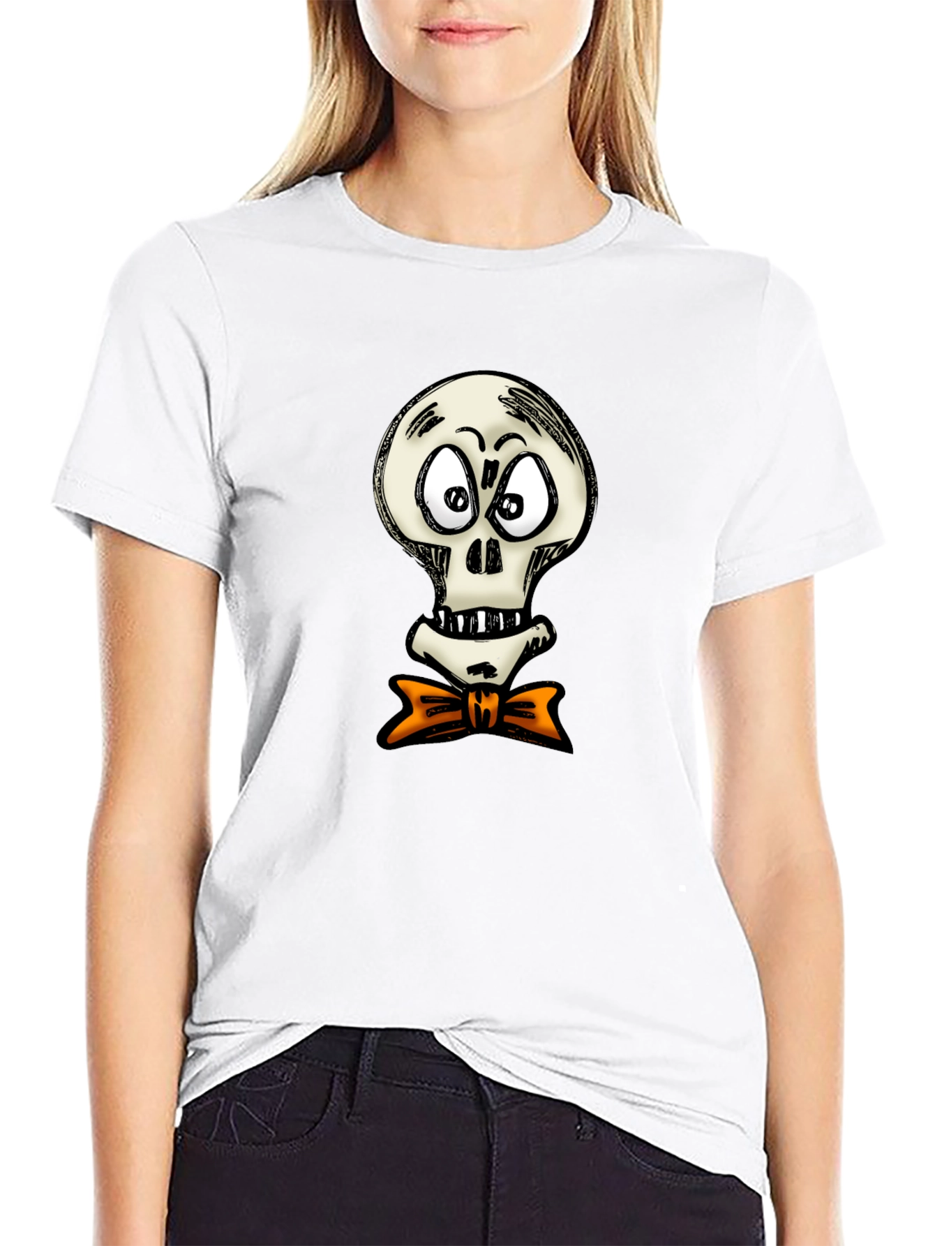 Skull with Bow Tie Graphic T-Shirt