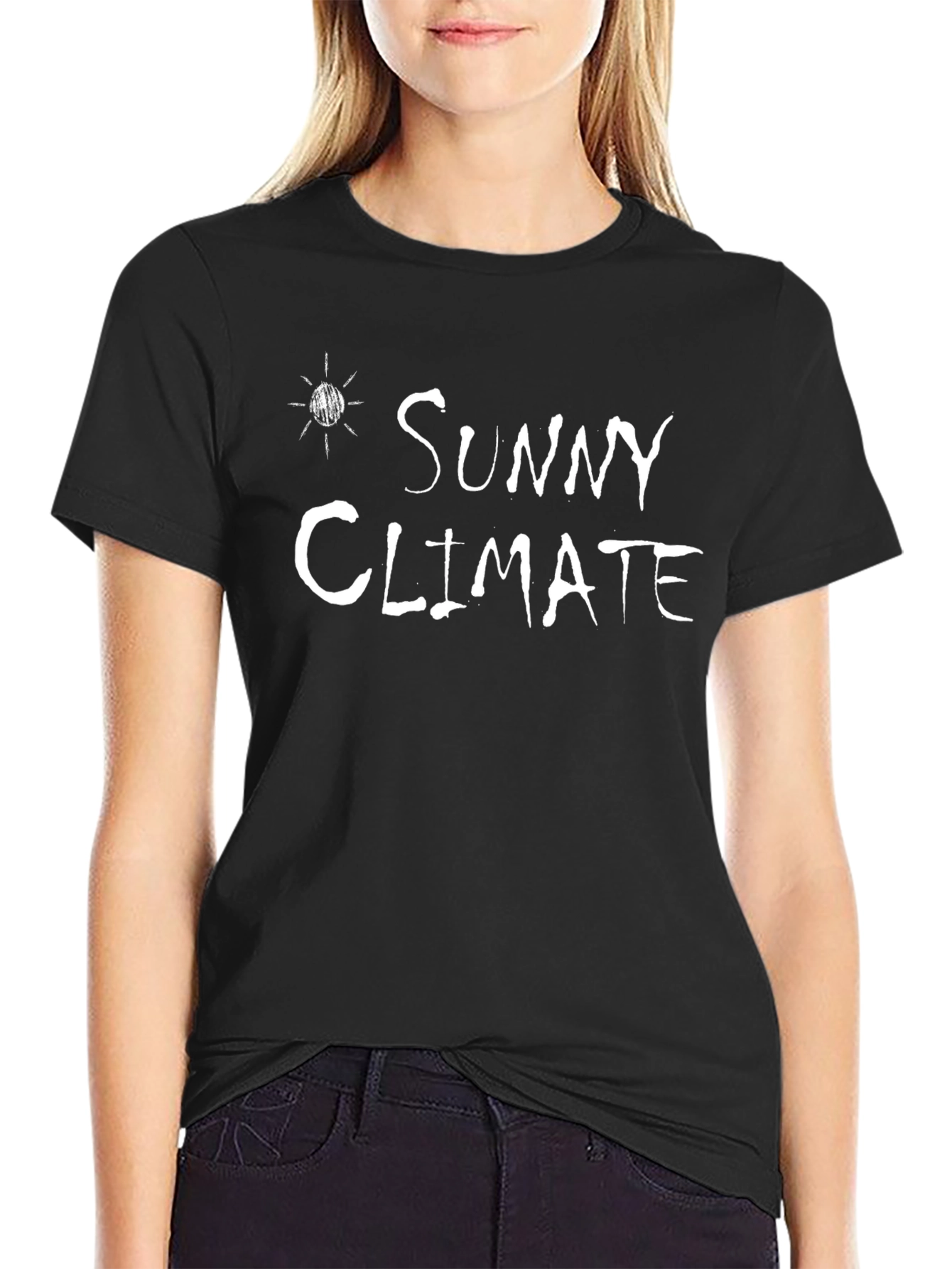 Sunny Climate Graphic Tee - Black Cotton T-Shirt