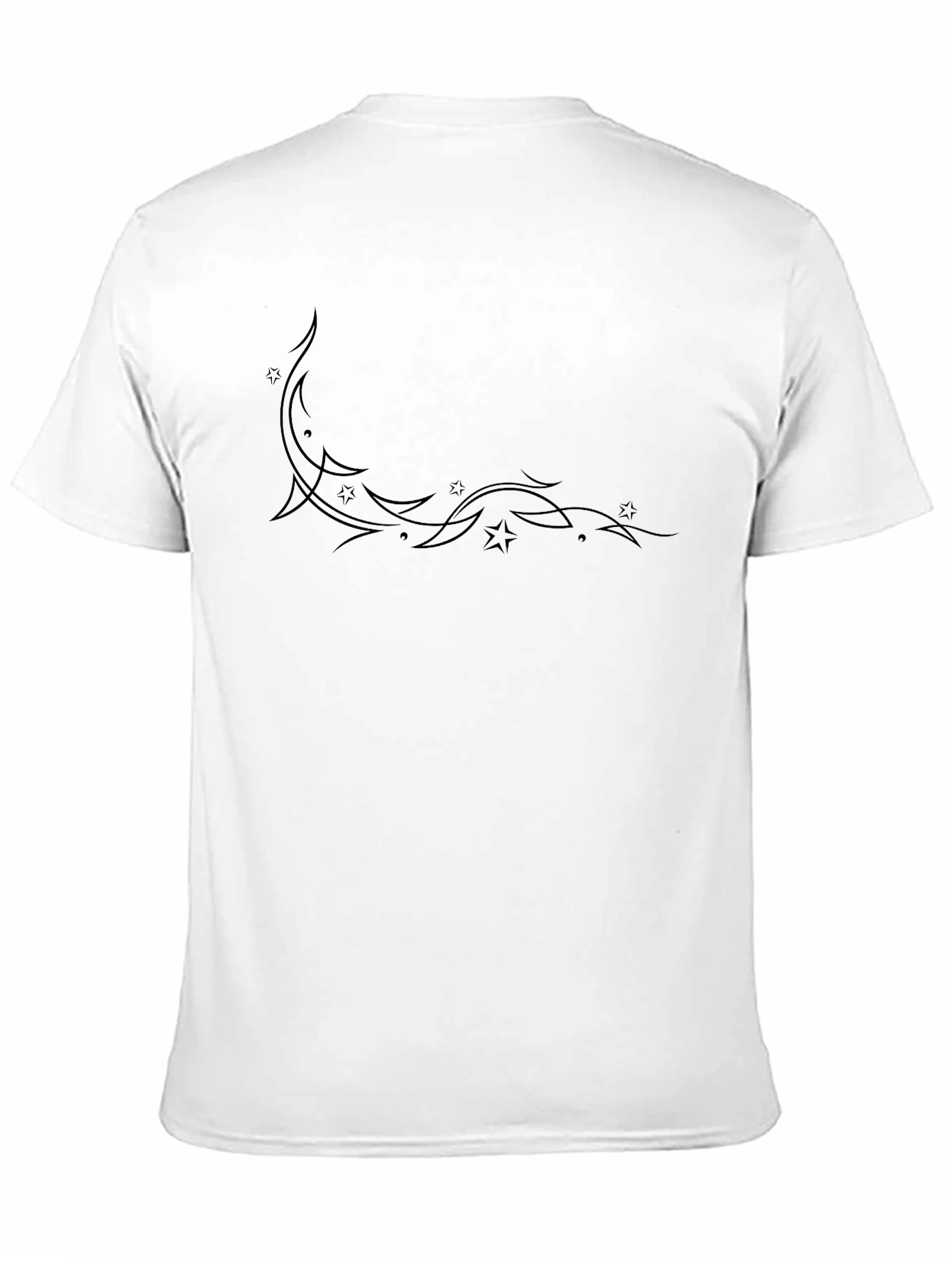 Mens Black T-Shirt with Starry Crescent Design