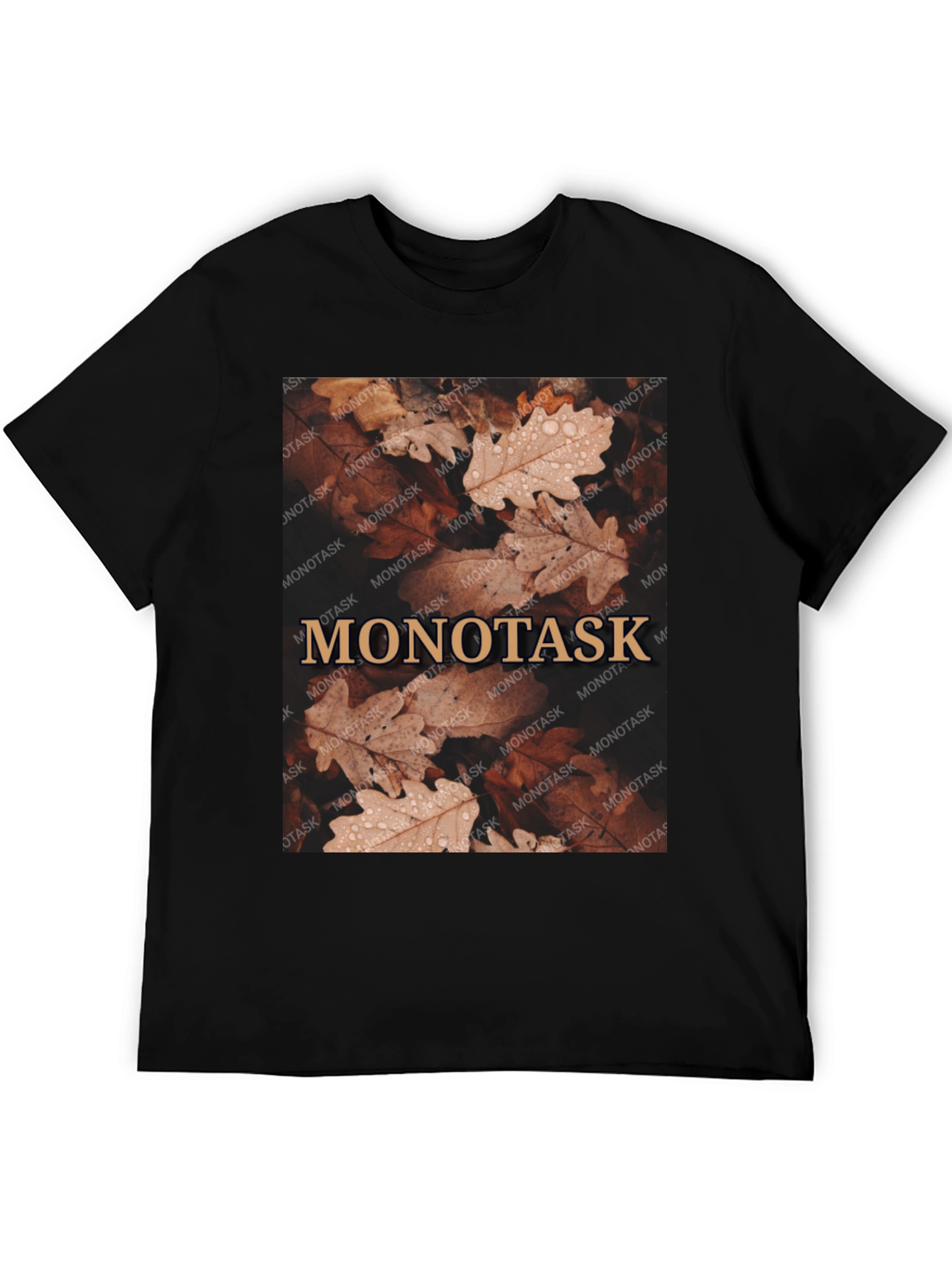 Monotask Autumn Leaves Graphic Tee - Black