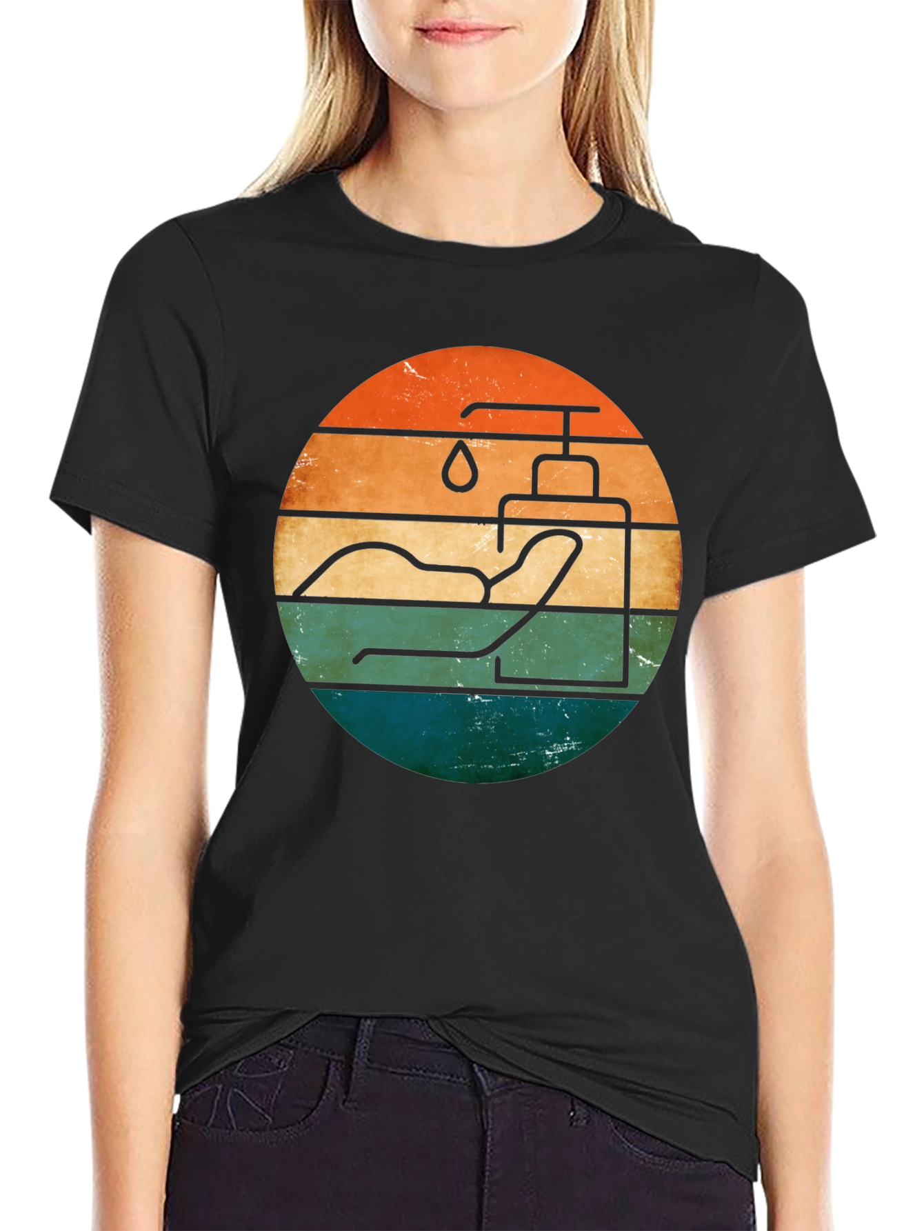 Retro Hand Sanitizer Graphic Tee - Black Cotton T-Shirt
