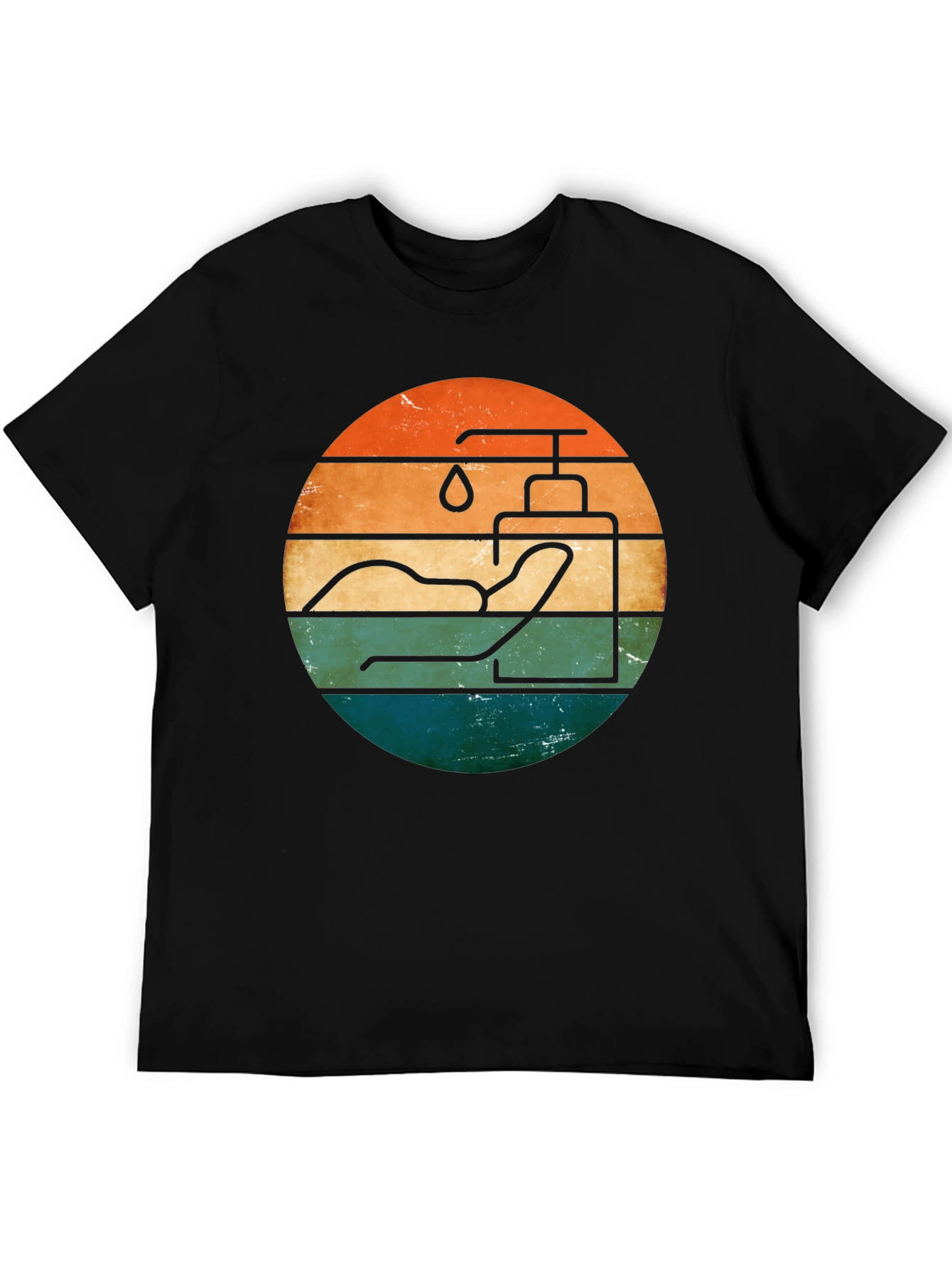 Retro Hand Sanitizer Graphic Tee - Black Cotton T-Shirt