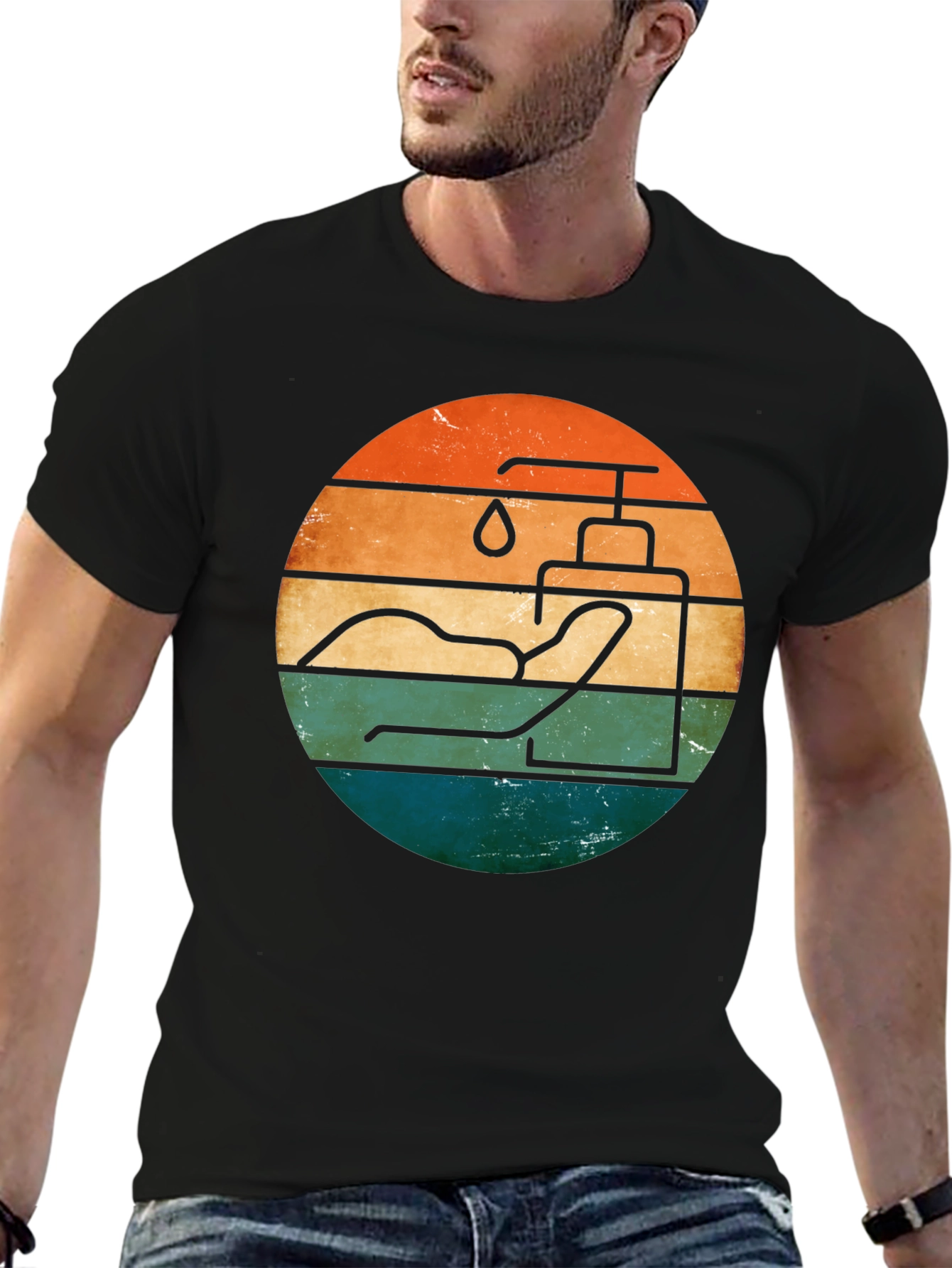 Retro Hand Sanitizer Graphic Tee - Black Cotton T-Shirt