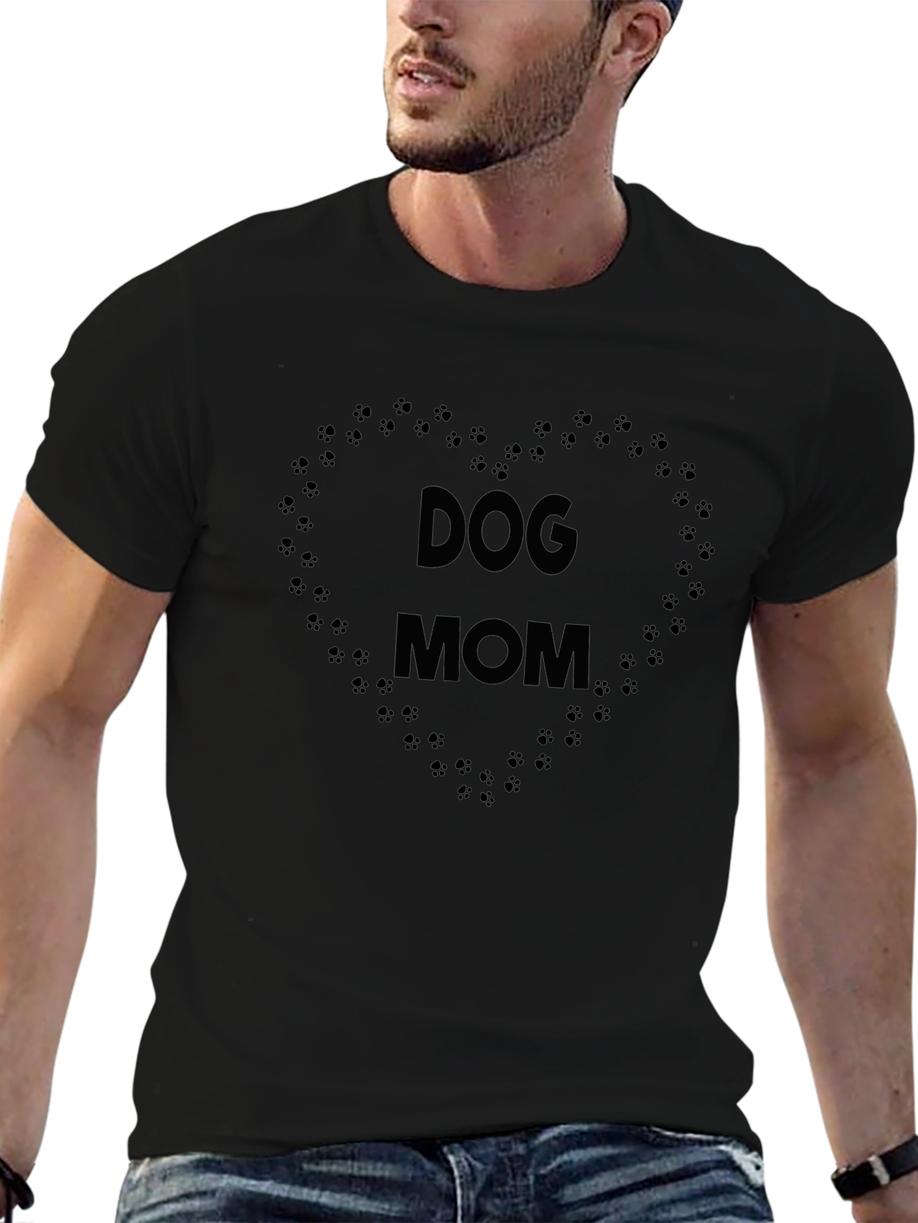 Dog Mom Paw Print Heart Graphic Tee